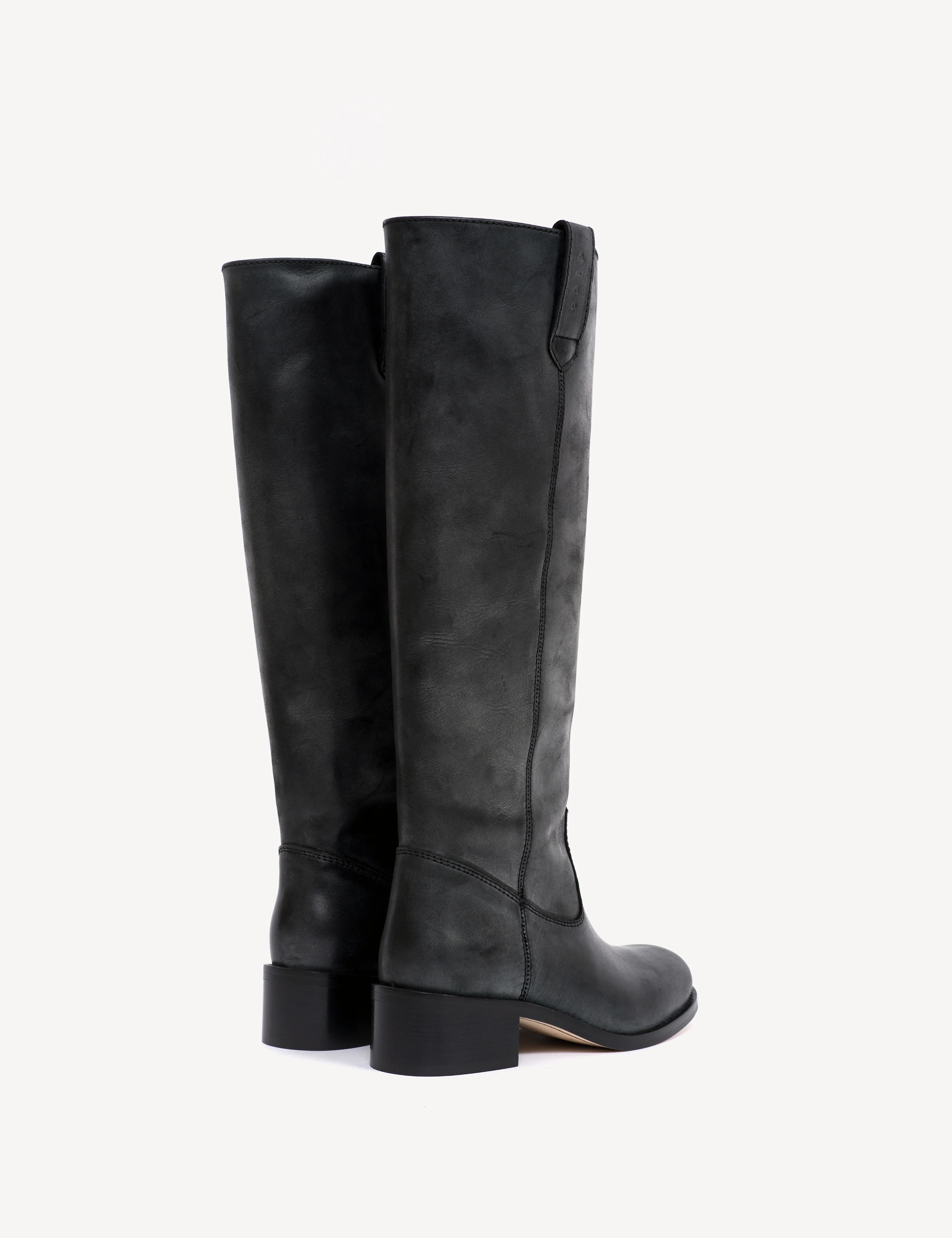 Ann Gaucho Boot In Charcoal Black Escovado Leather - Image 4