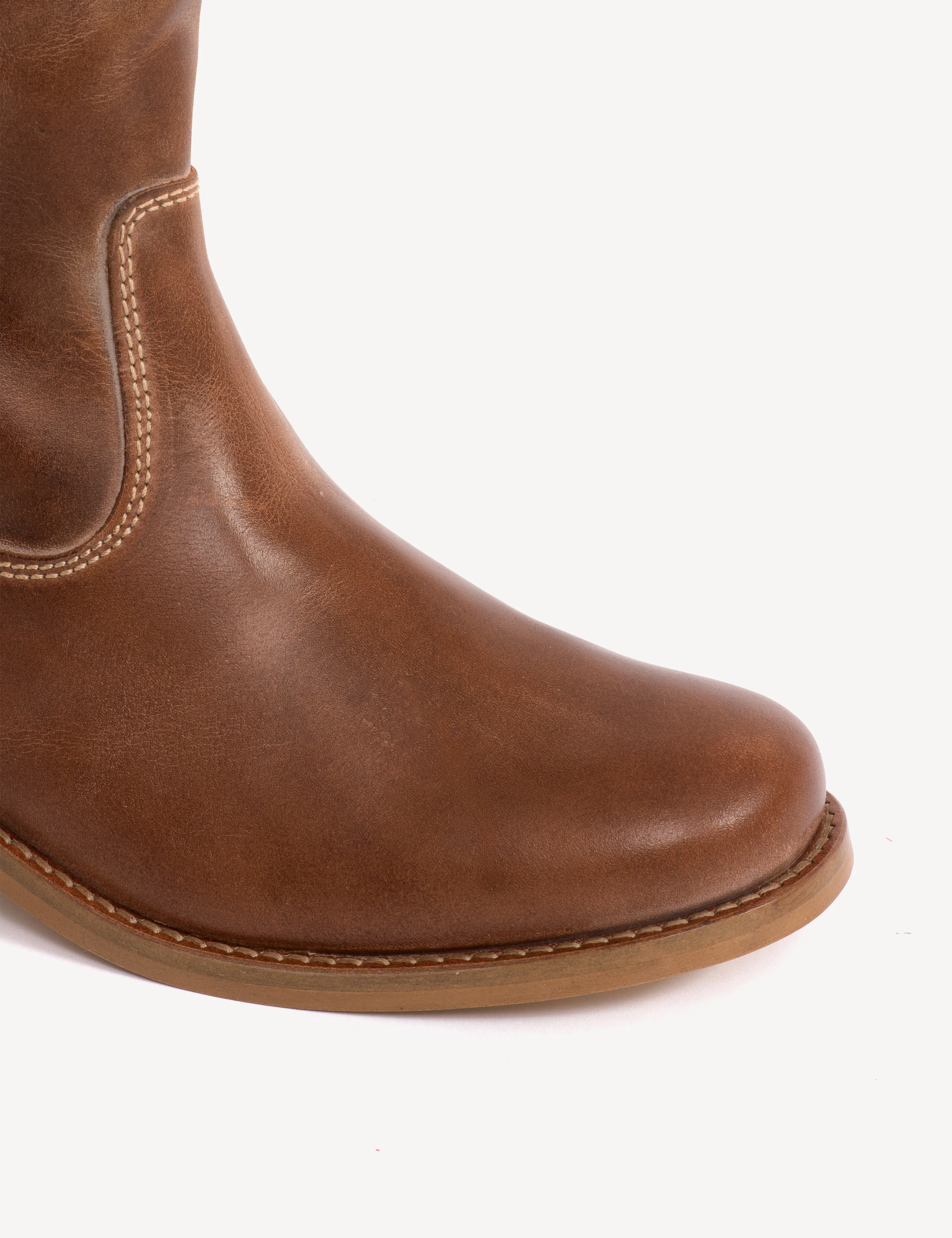 Ann Gaucho Boot In Cognac Escovado Leather - Image 6
