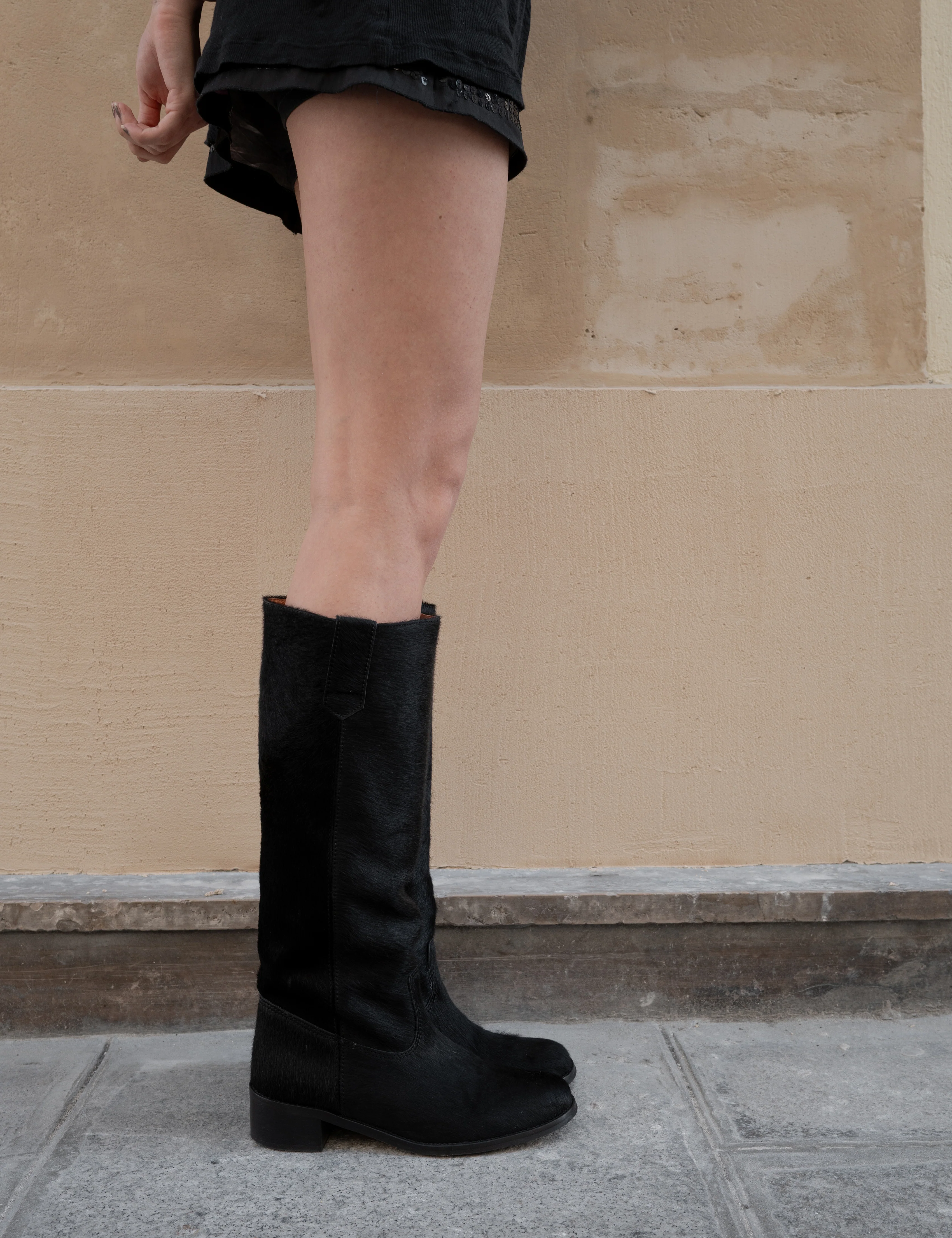 Ann Gaucho Boot In Black Cow Fur - Image 4