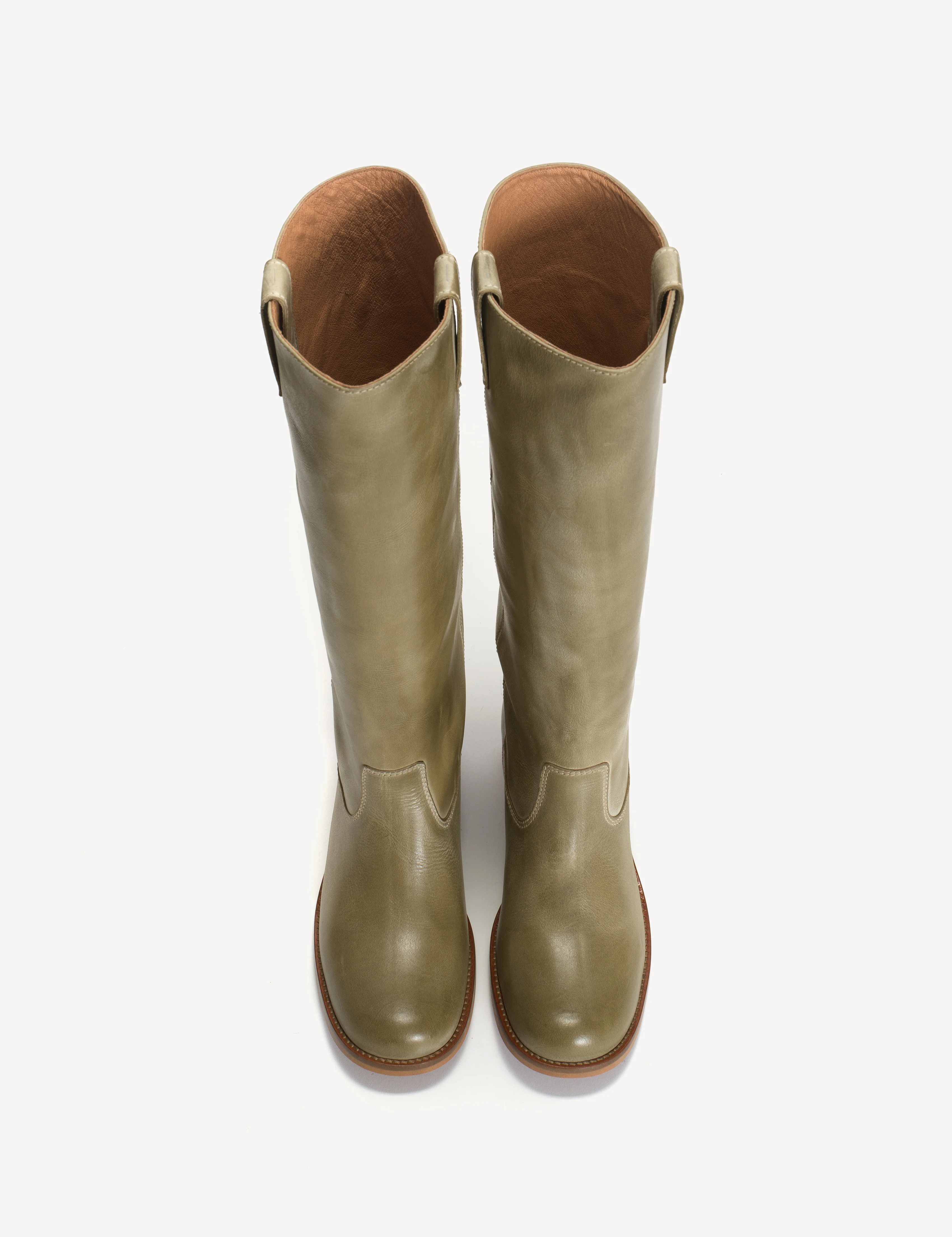 Ann Gaucho Boot In Green Escovado Leather - Image 5