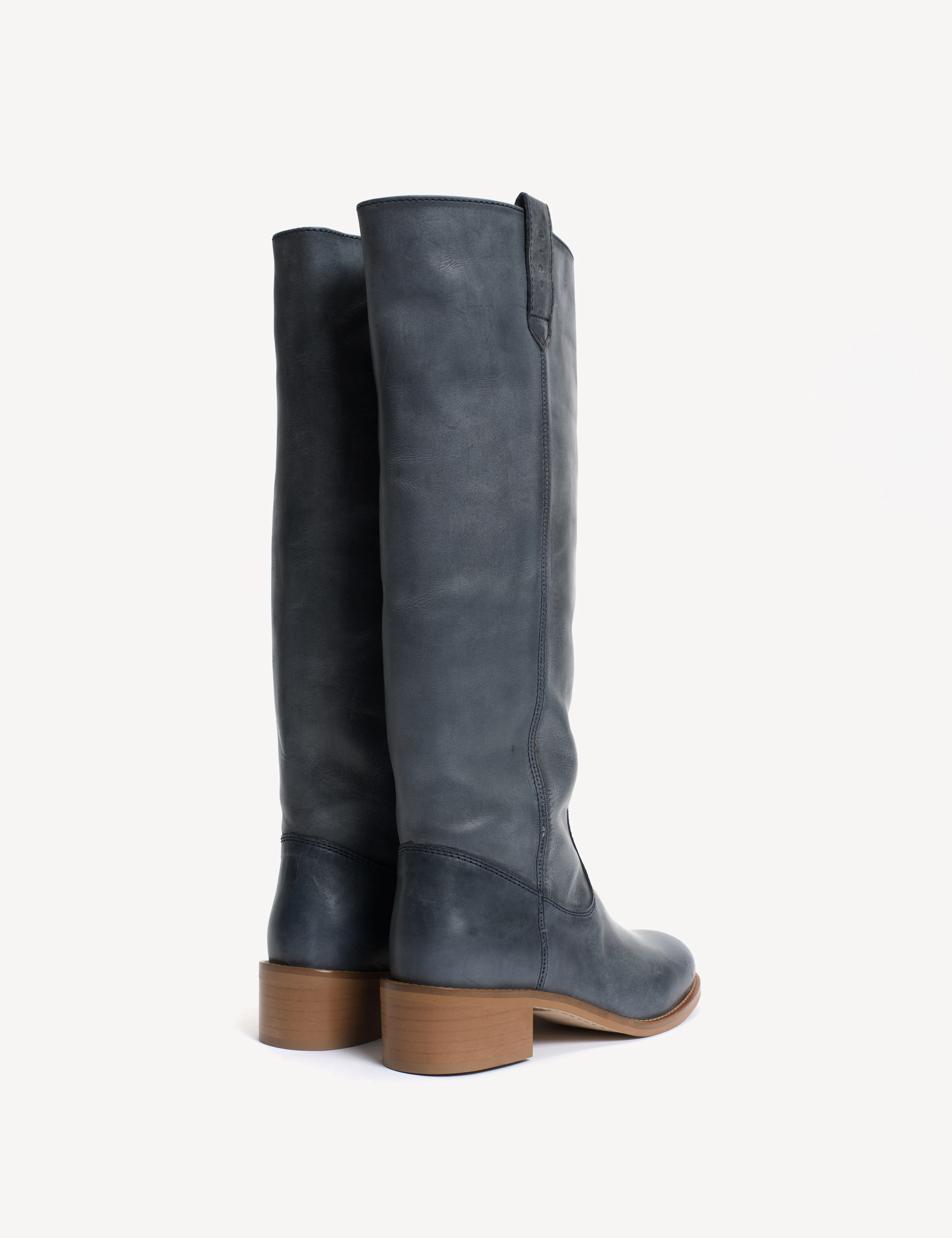 Ann Gaucho Boot In Indigo Blue Escovado Leather - Image 4