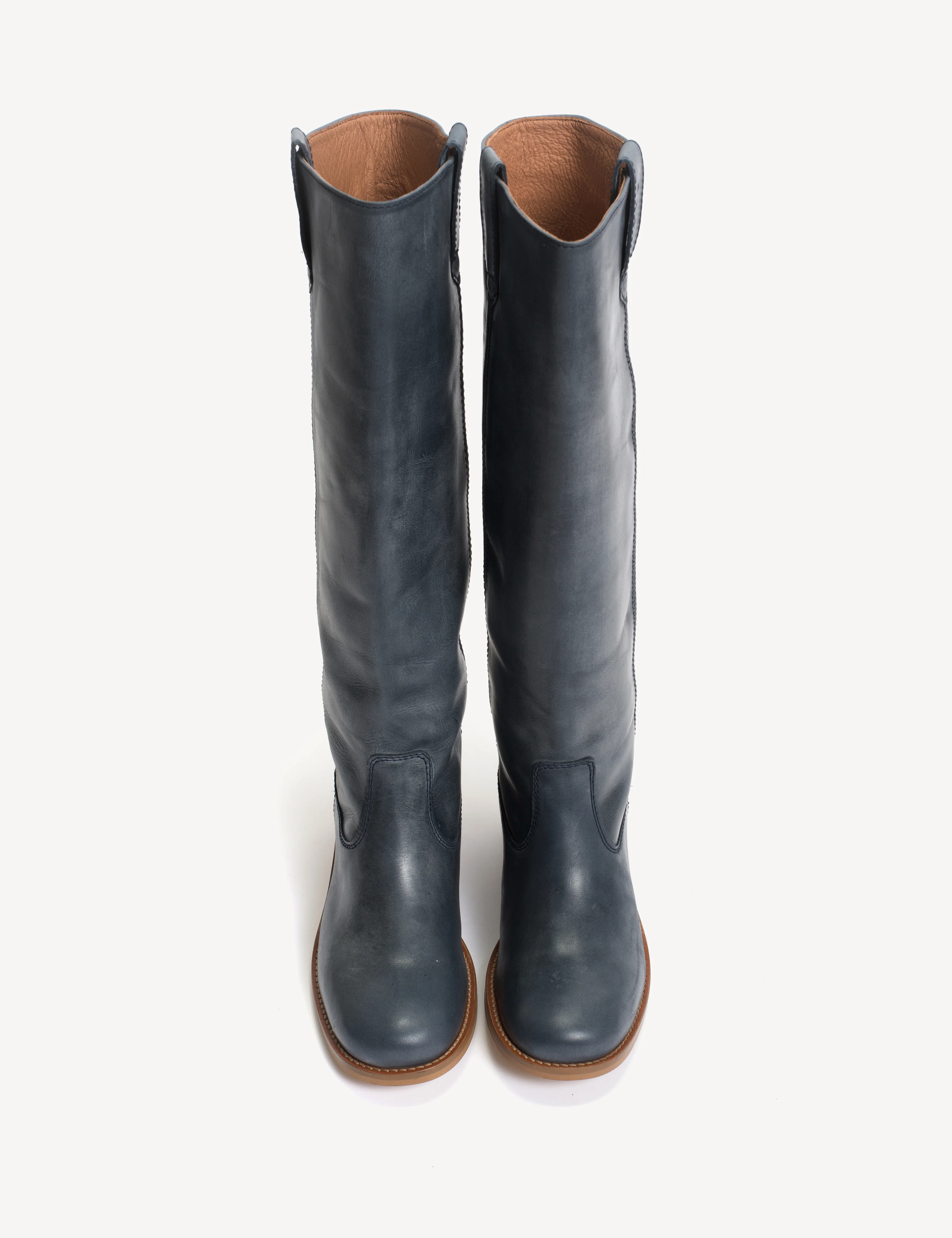 Ann Gaucho Boot In Indigo Blue Escovado Leather - Image 5