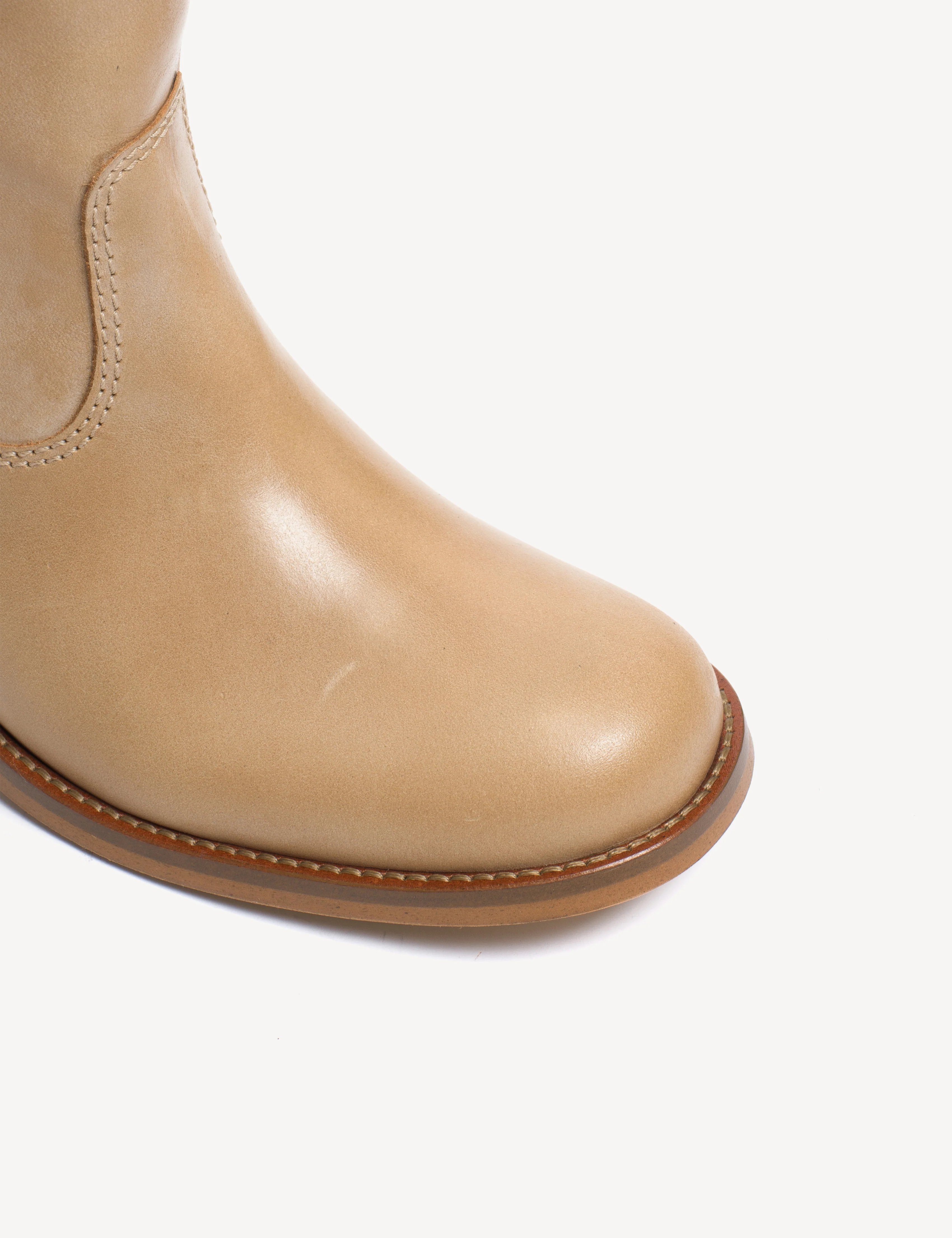 Ann Gaucho Boot With Laces In Light tan Escovado Leather - Image 6