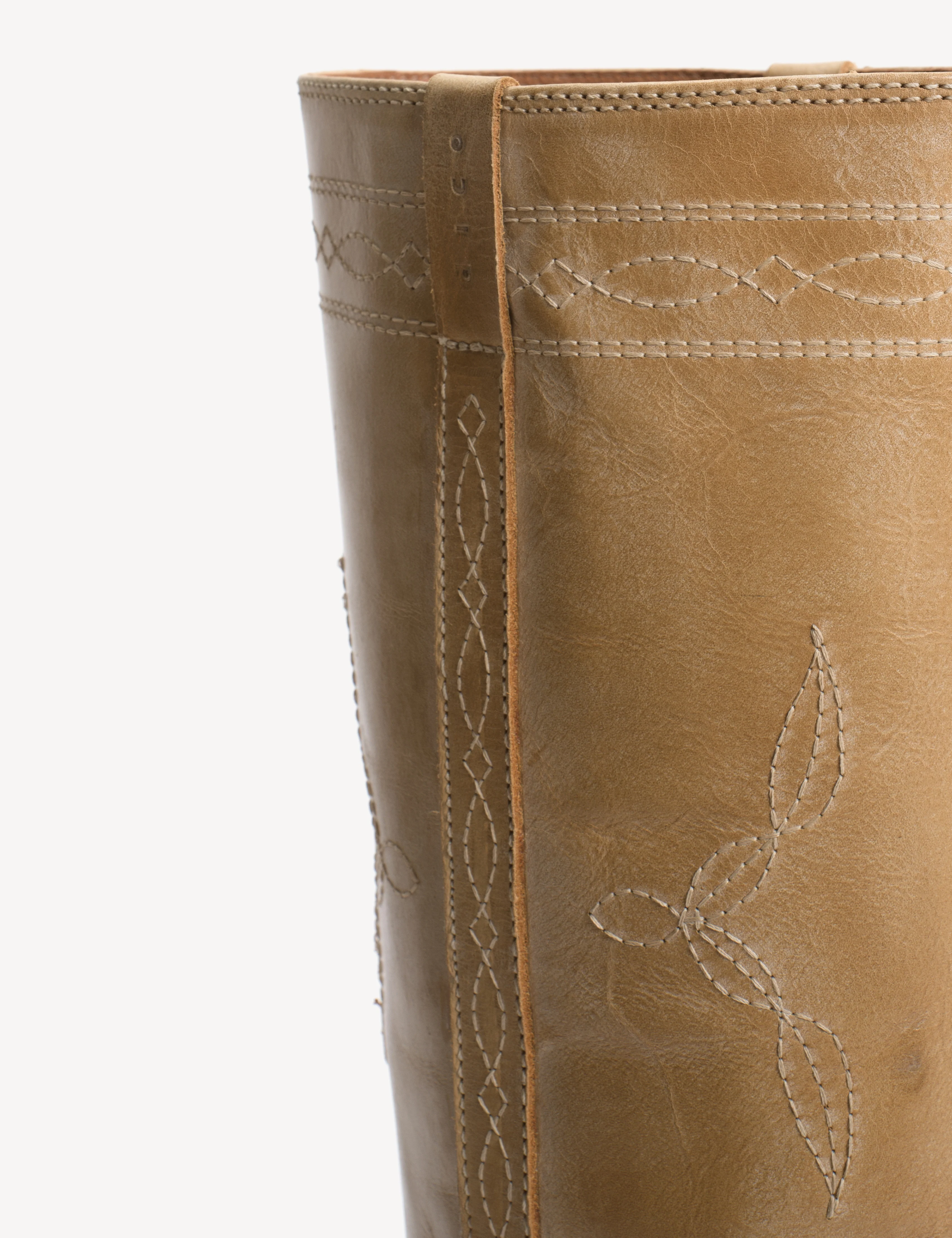 Ann Gaucho Boot With Western Stitchings In Light Tan Escovado Leather - Image 8