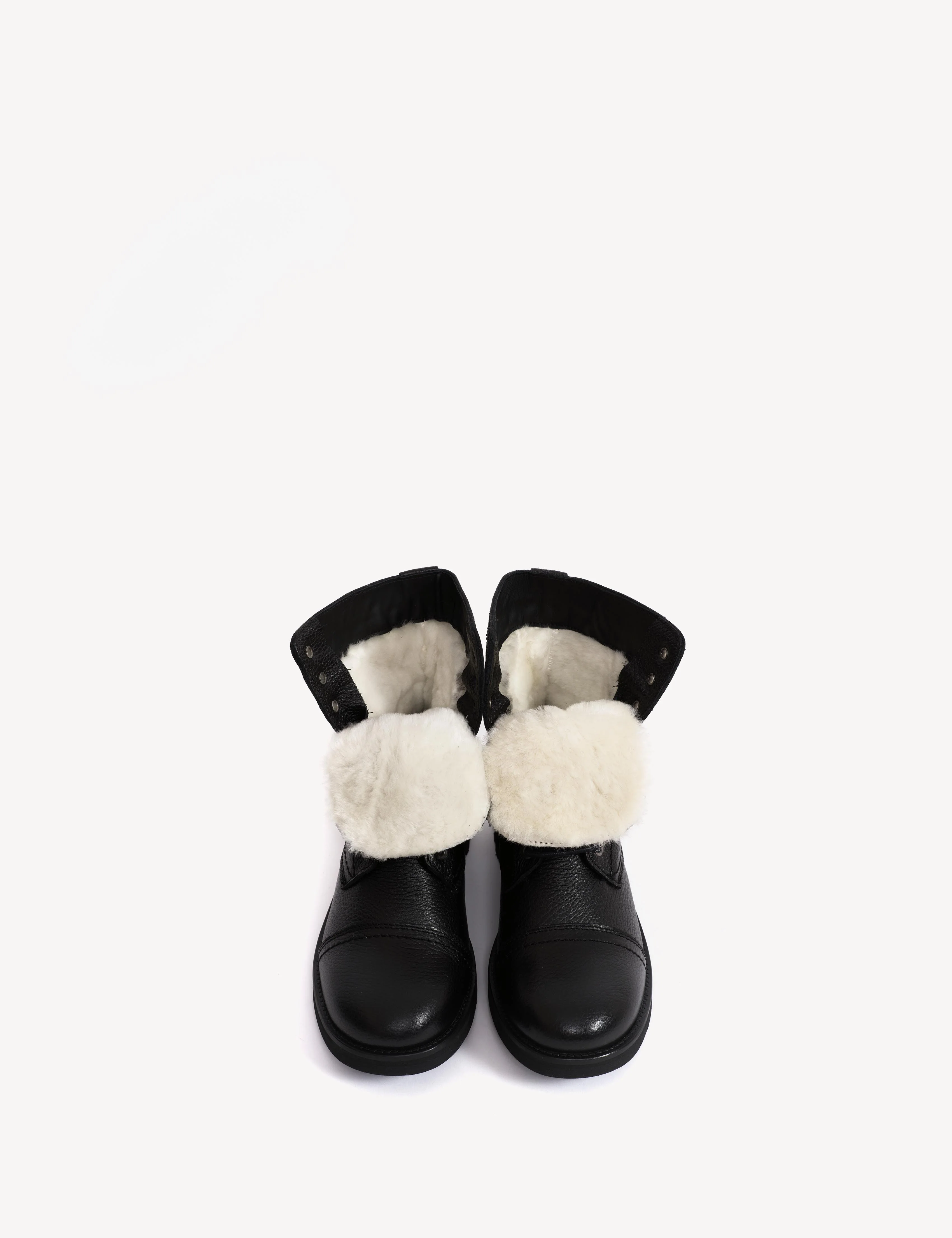 Army Boot In Black Grained Calfskin With Shearling Fur Lining - Image 6