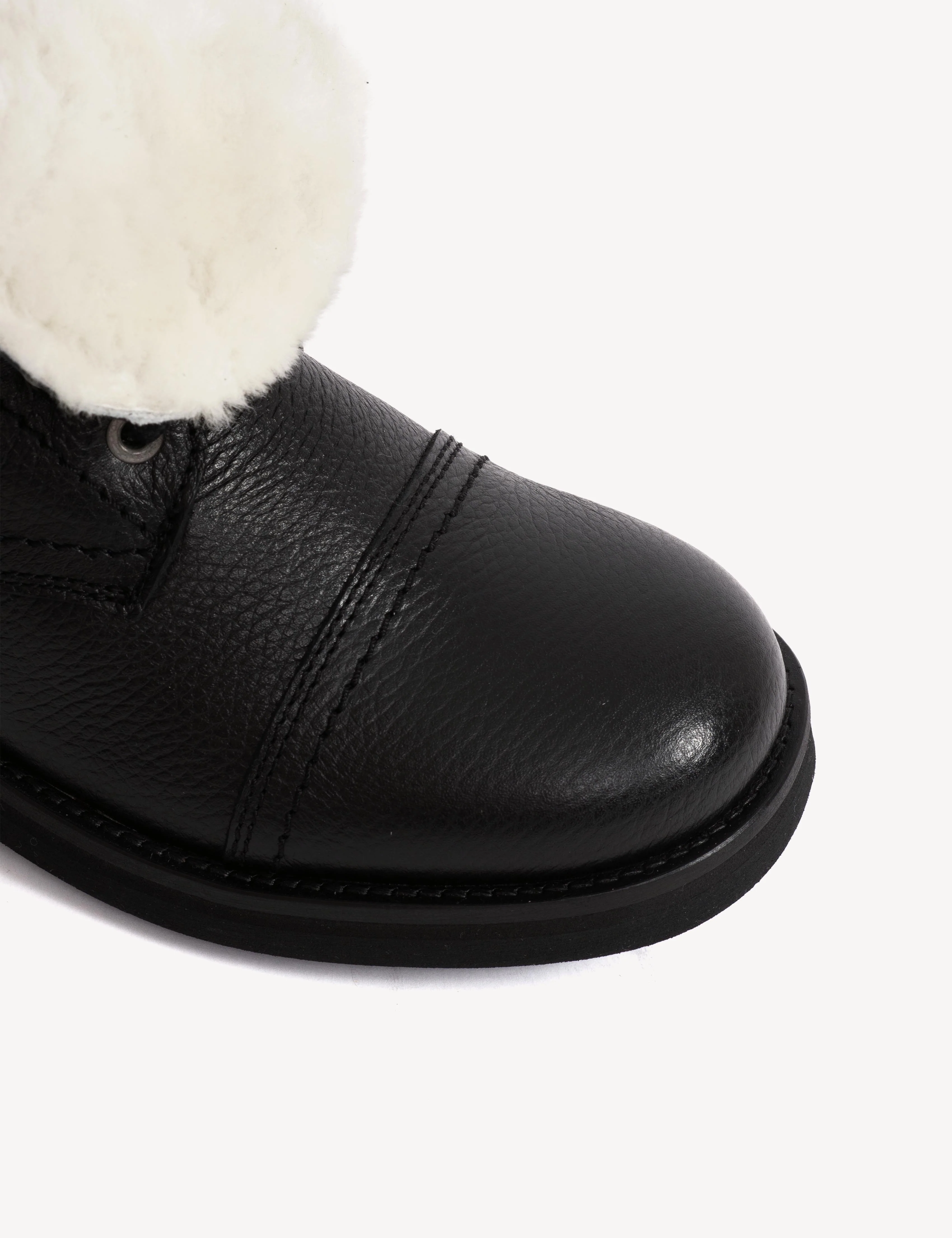 Army Boot In Black Grained Calfskin With Shearling Fur Lining - Image 7