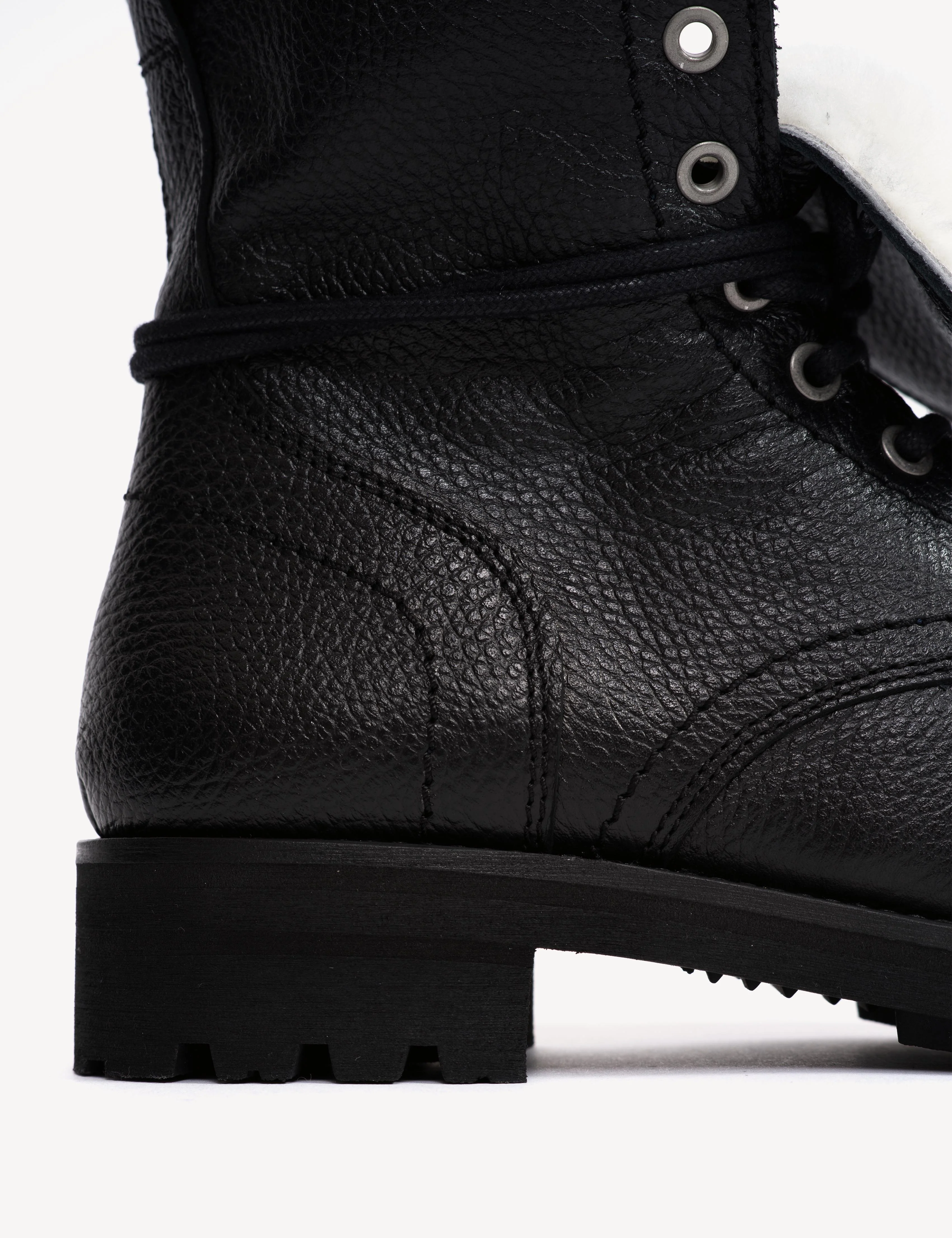Army Boot In Black Grained Calfskin With Shearling Fur Lining - Image 8