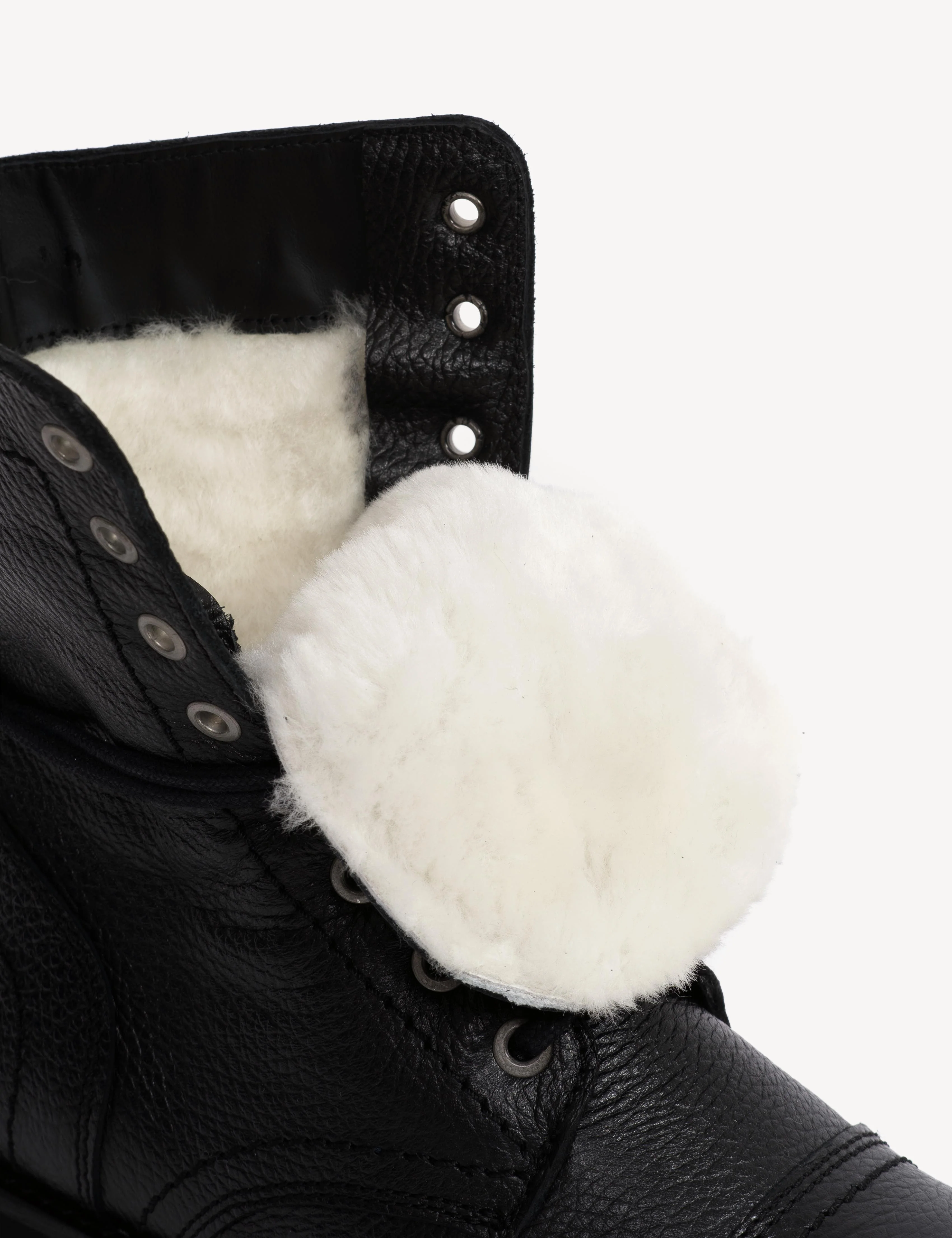 Army Boot In Black Grained Calfskin With Shearling Fur Lining - Image 9