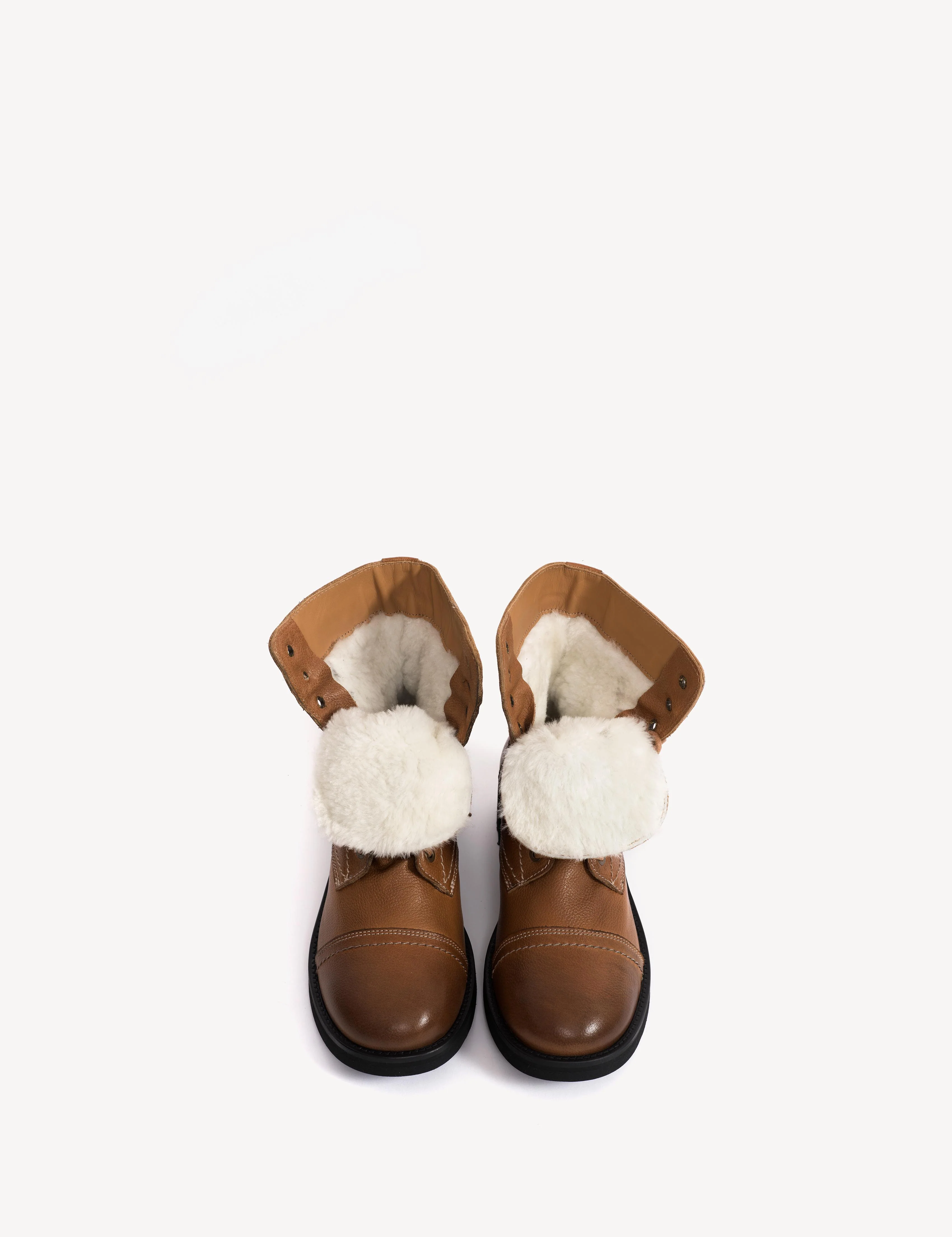 Army Boot In Dark Tan Grained Calfskin With Shearling Fur Lining - Image 6