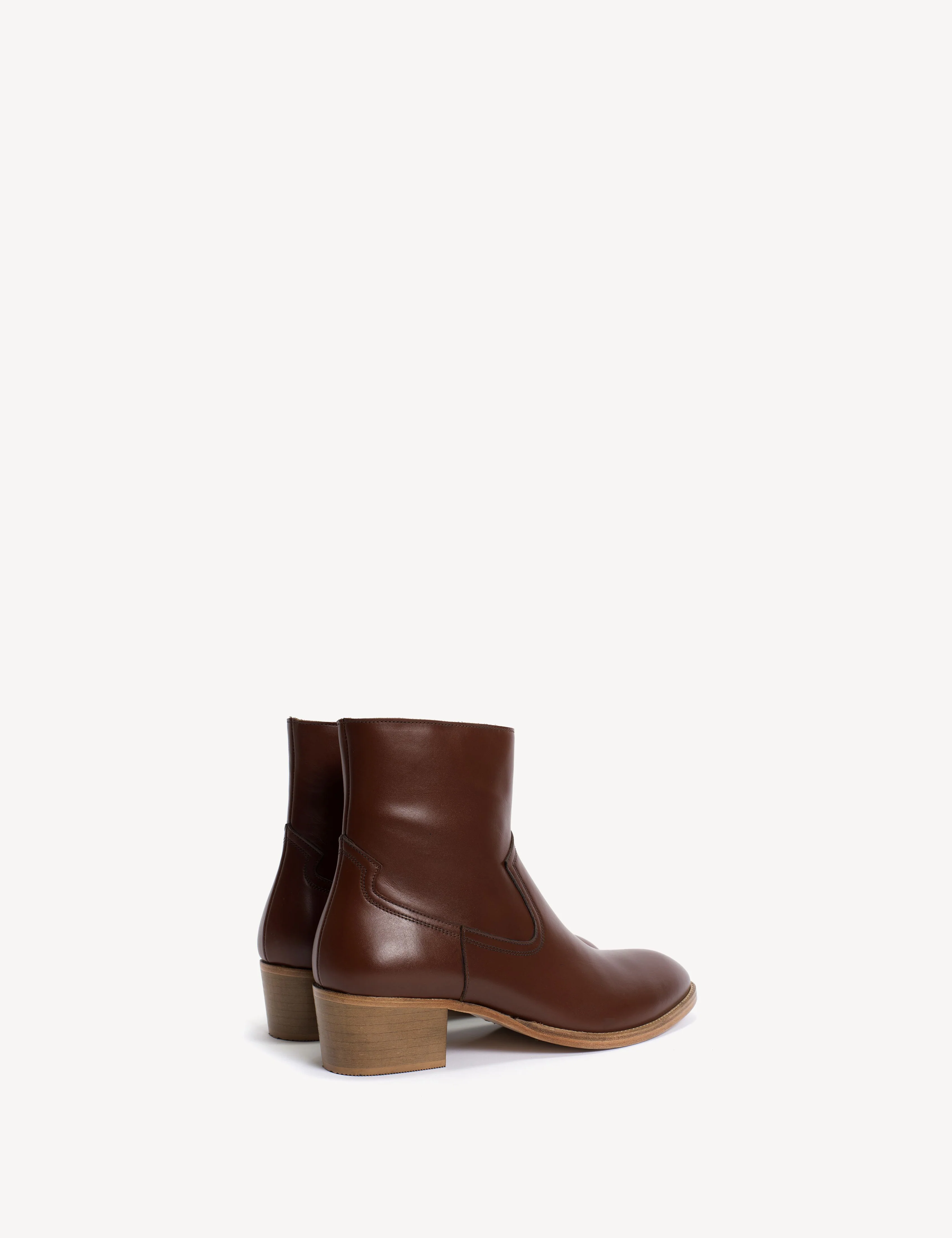 Dunn Zip Boot In Cognac Calfskin - Image 3