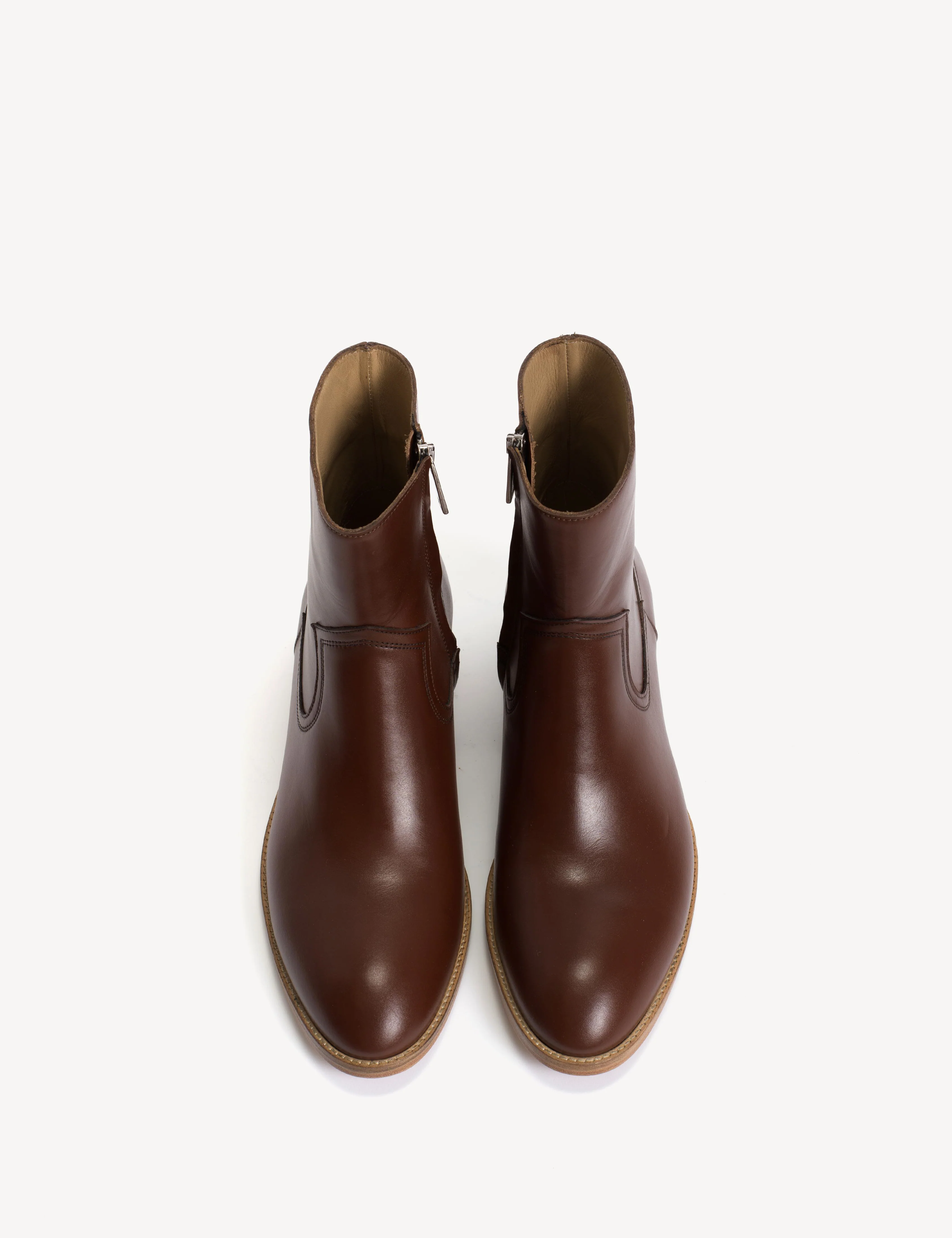 Dunn Zip Boot In Cognac Calfskin - Image 4