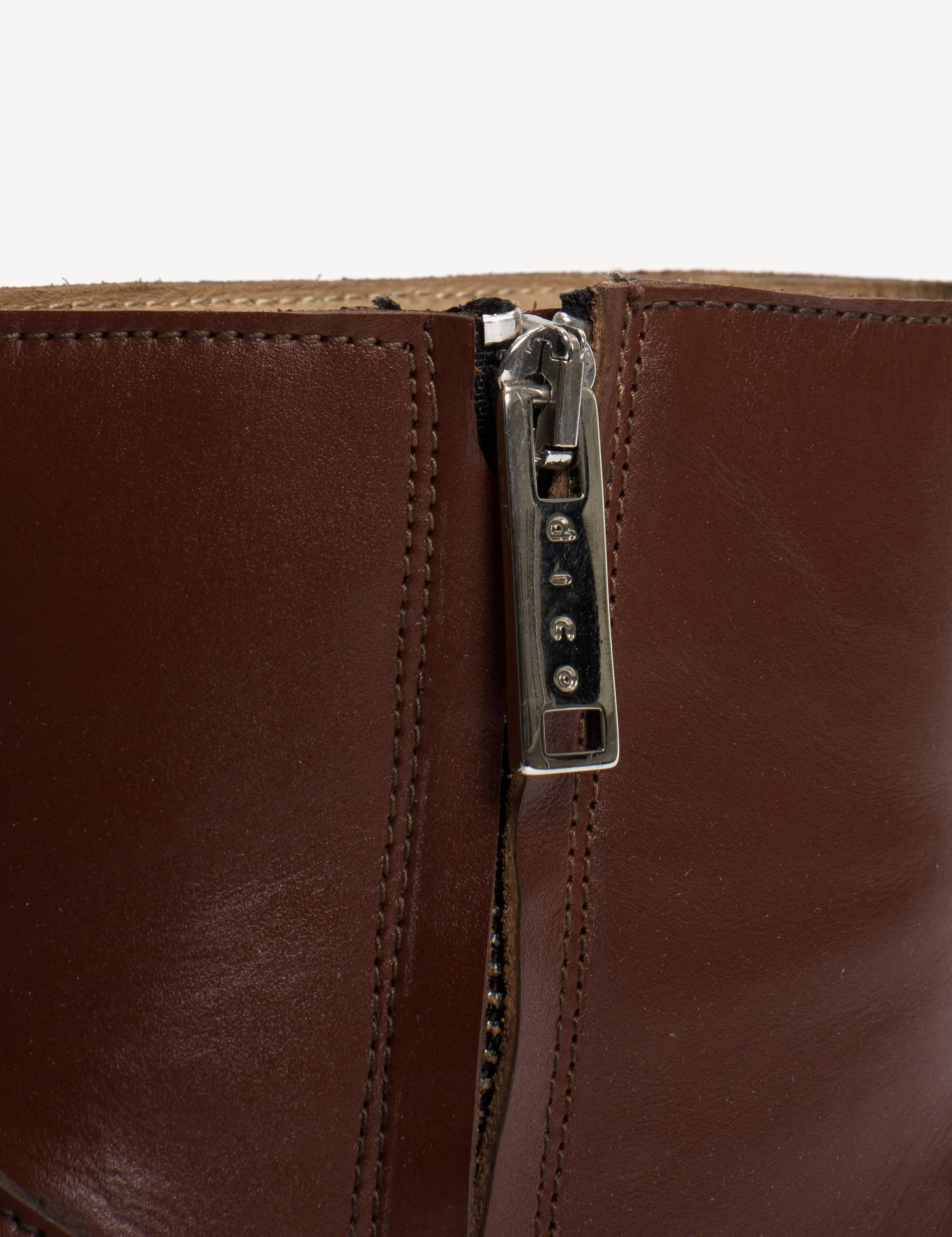 Dunn Zip Boot In Cognac Calfskin - Image 8