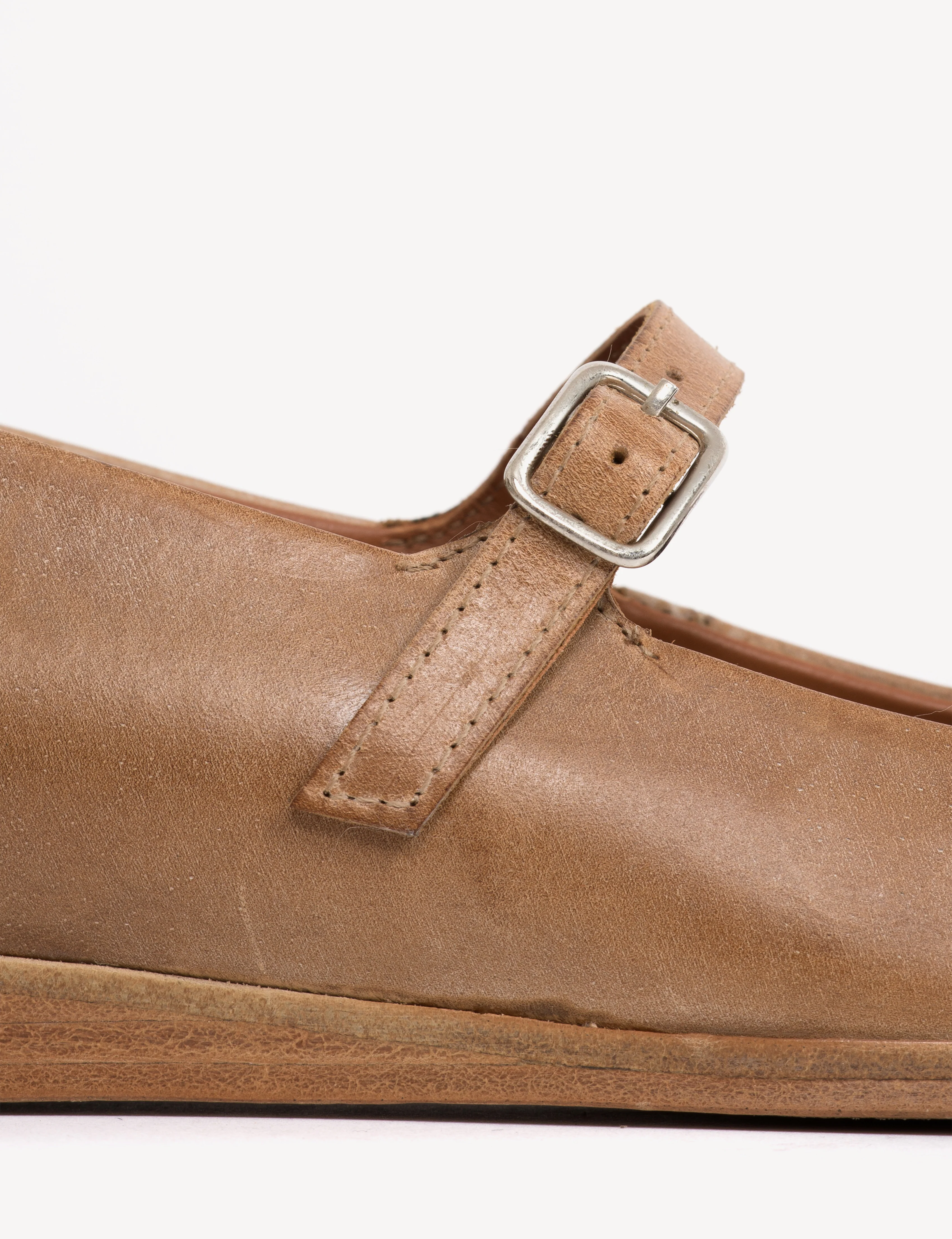 Ines Flats In Dark Tan Escovado Leather - Image 6