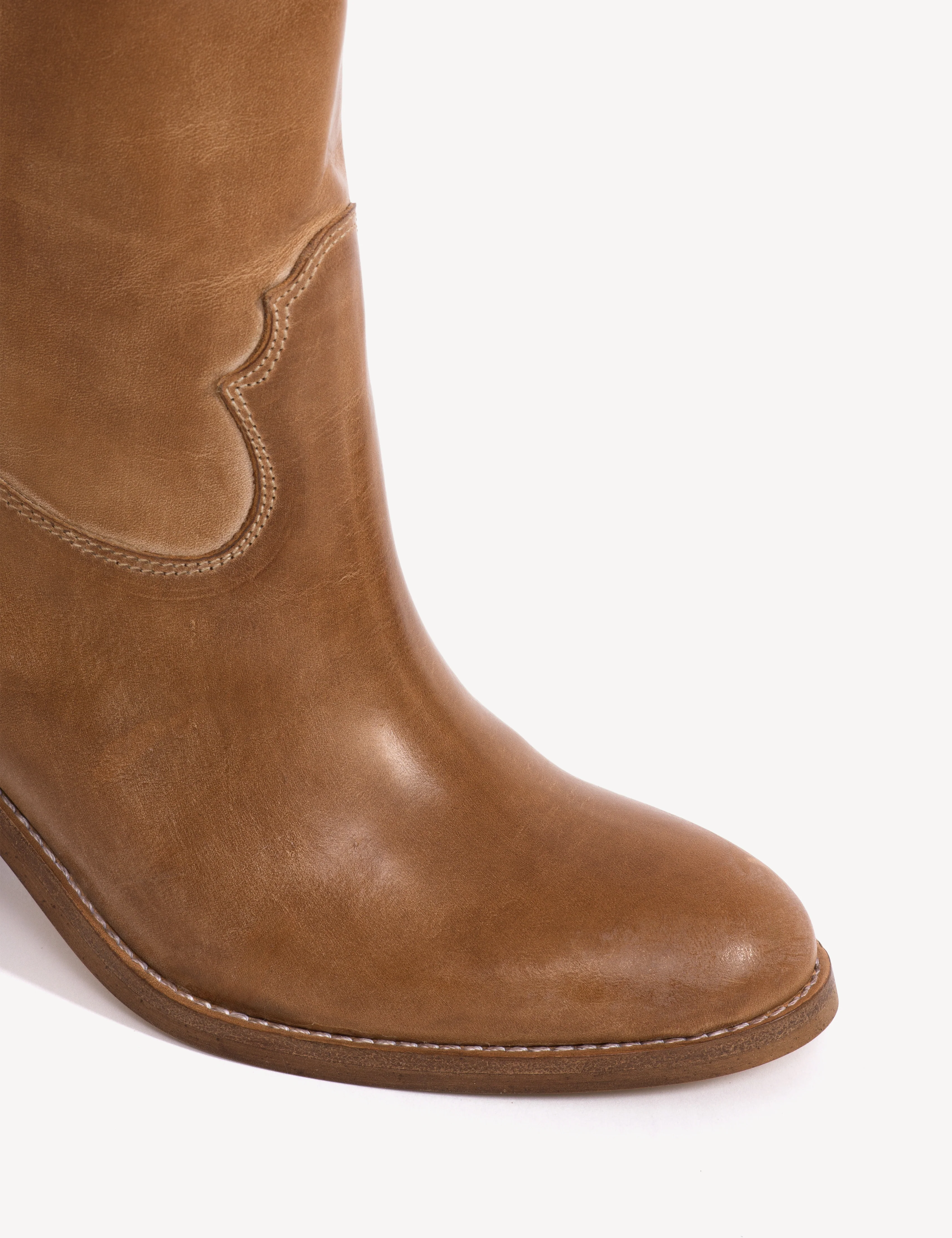 Janie Boot In Dark Tan Escovado Leather - Image 6