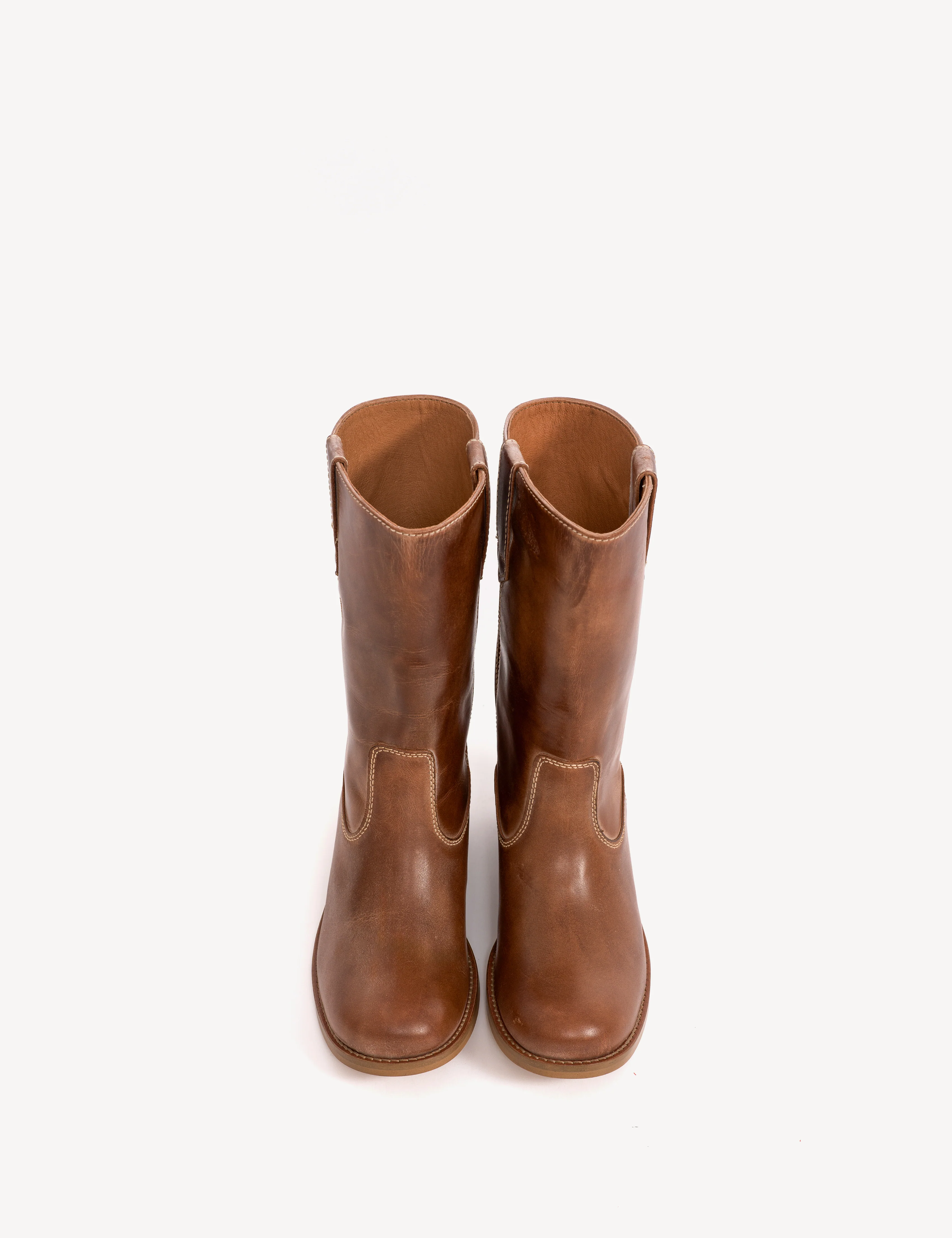 Julia Gaucho Boot In Cognac Escovado Leather - Image 5