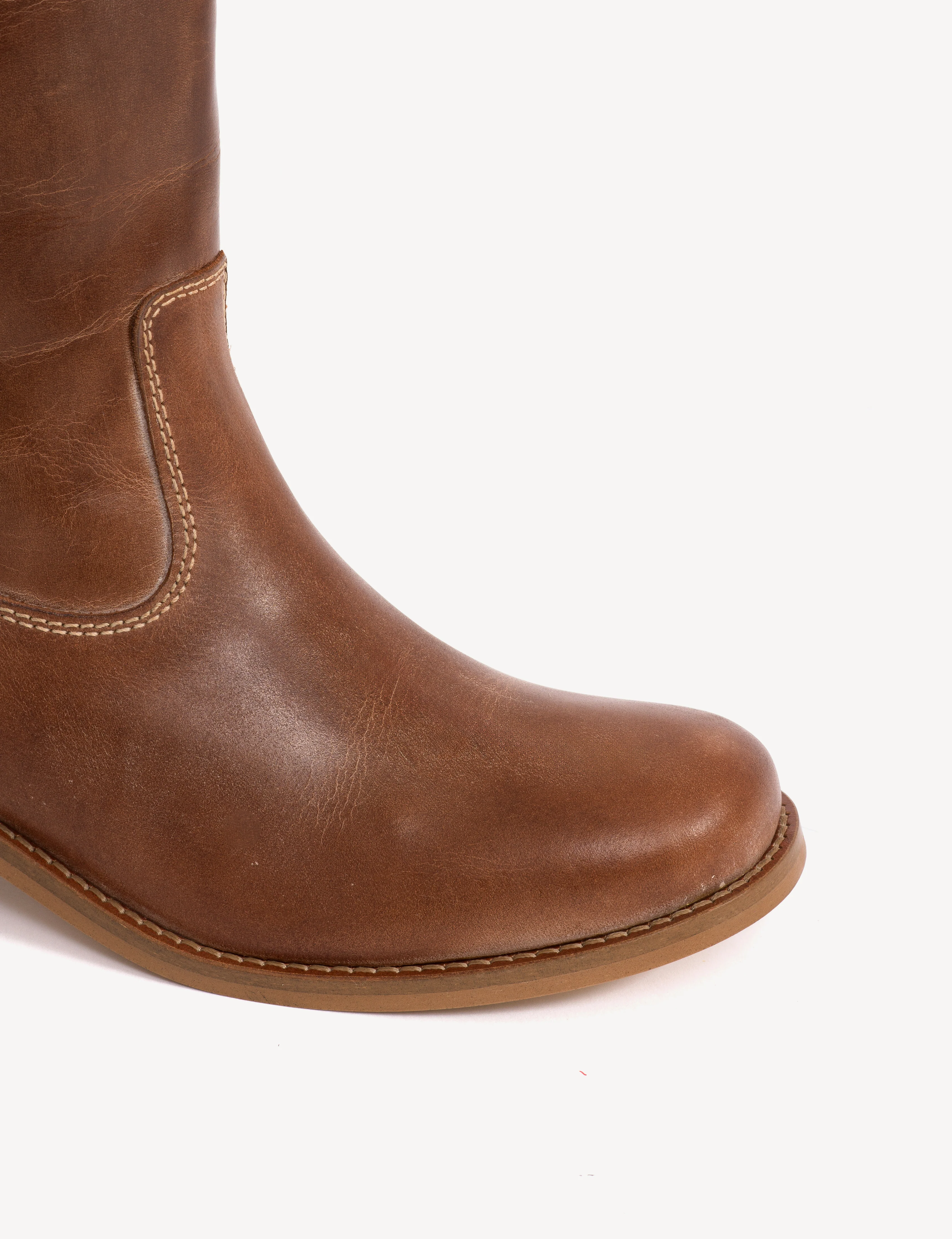 Julia Gaucho Boot In Cognac Escovado Leather - Image 6