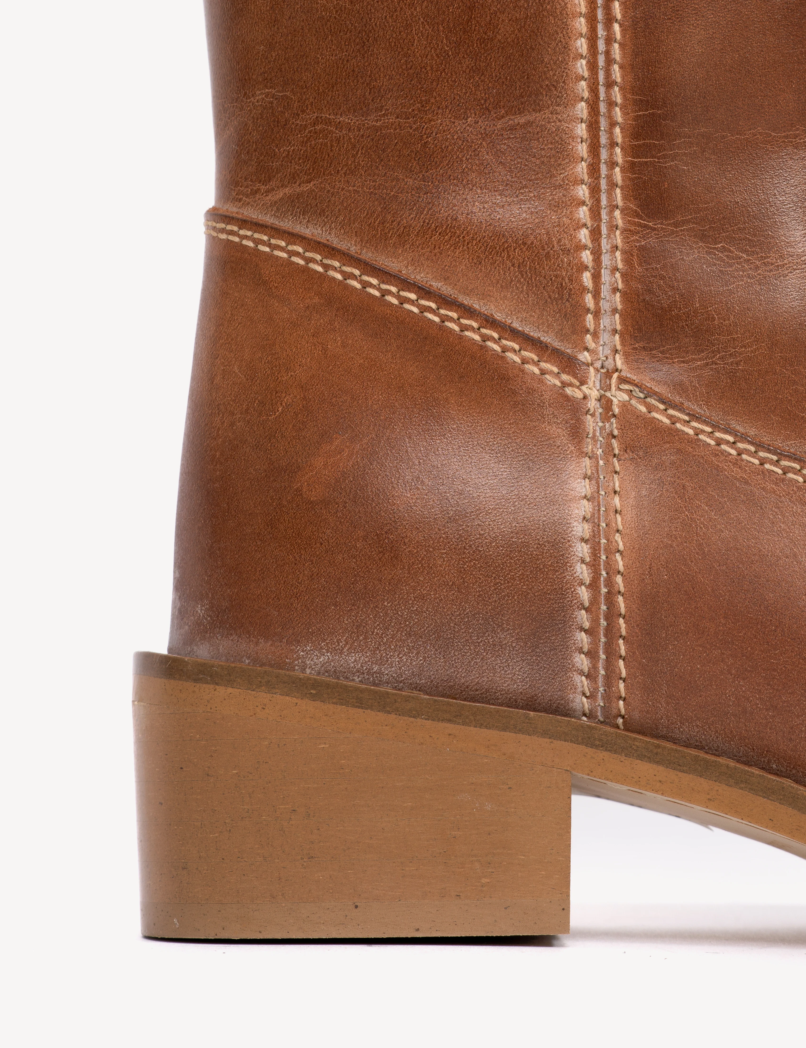 Julia Gaucho Boot In Cognac Escovado Leather - Image 7