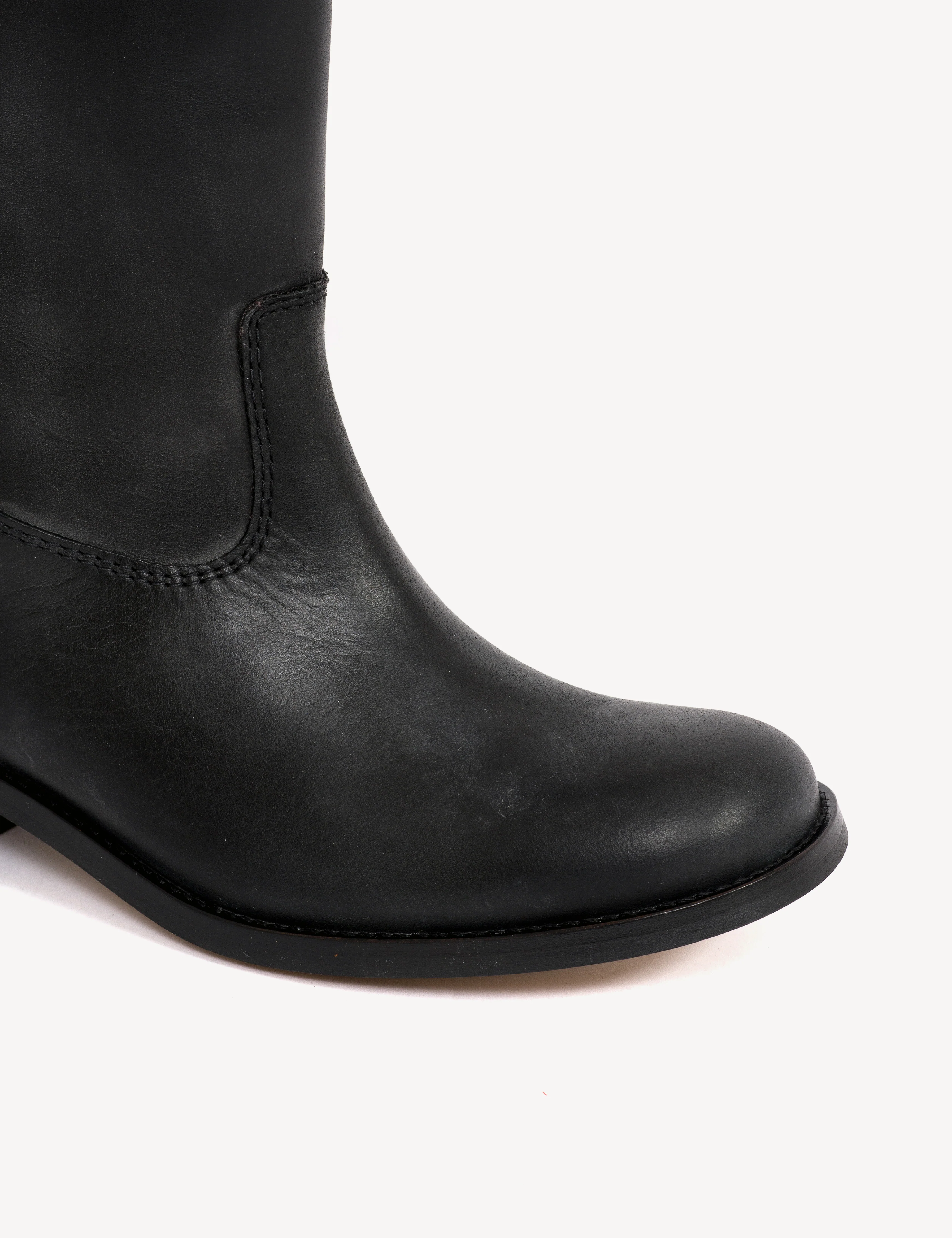 Julia Gaucho Boot In Charcoal Black Escovado Leather - Image 6