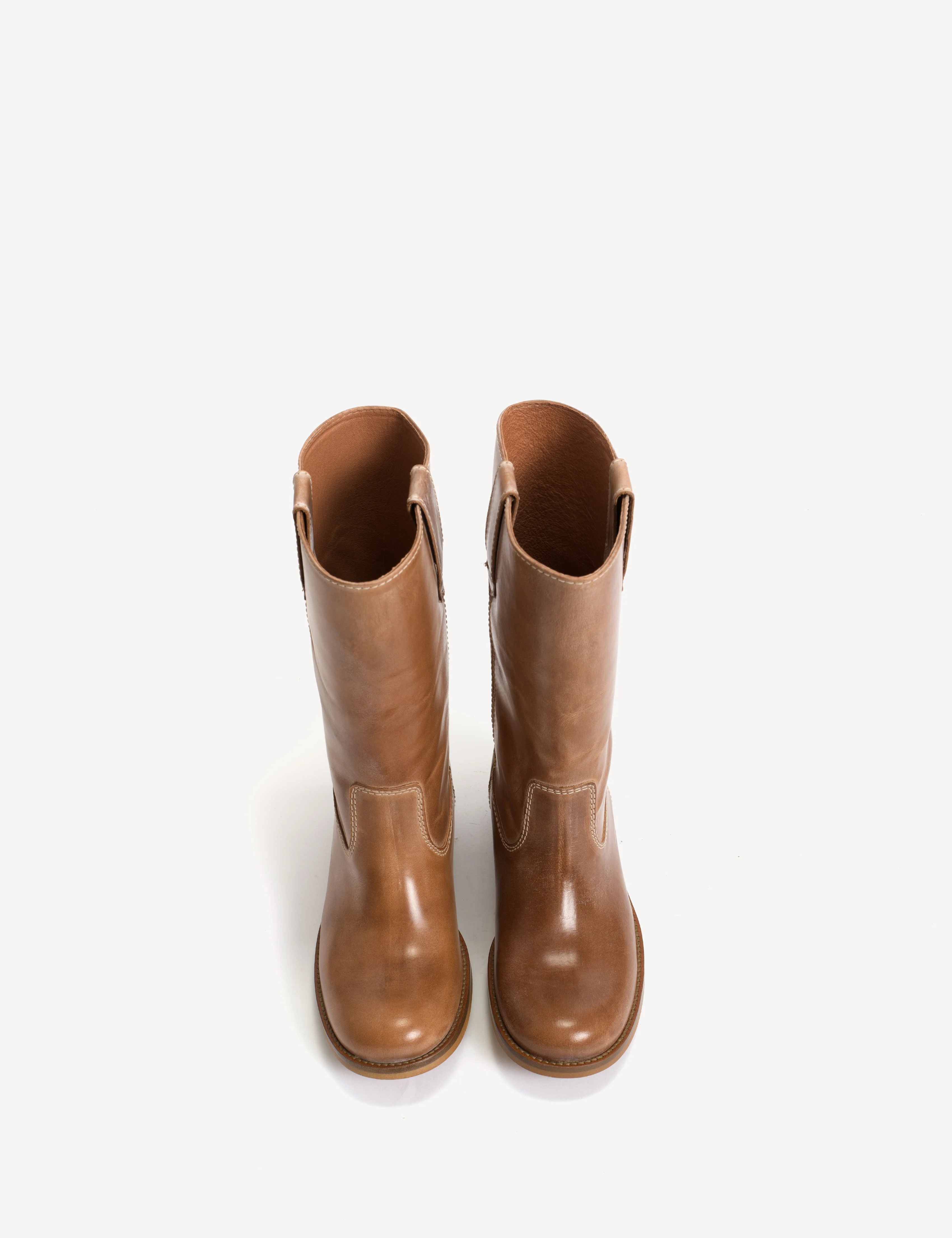 Julia Gaucho Boot In Dark Tan Escovado Leather - Image 5