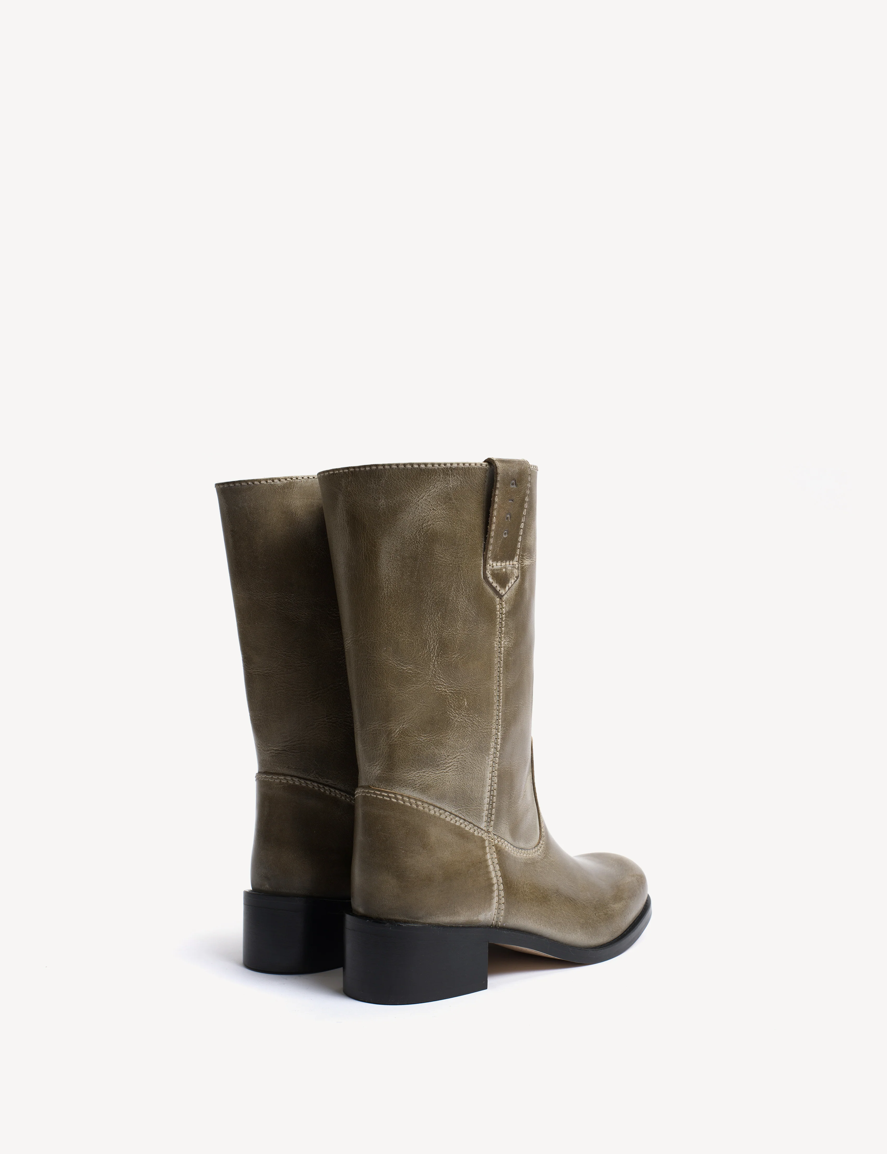 Julia Gaucho Boot In Army Green Escovado Leather - Image 4