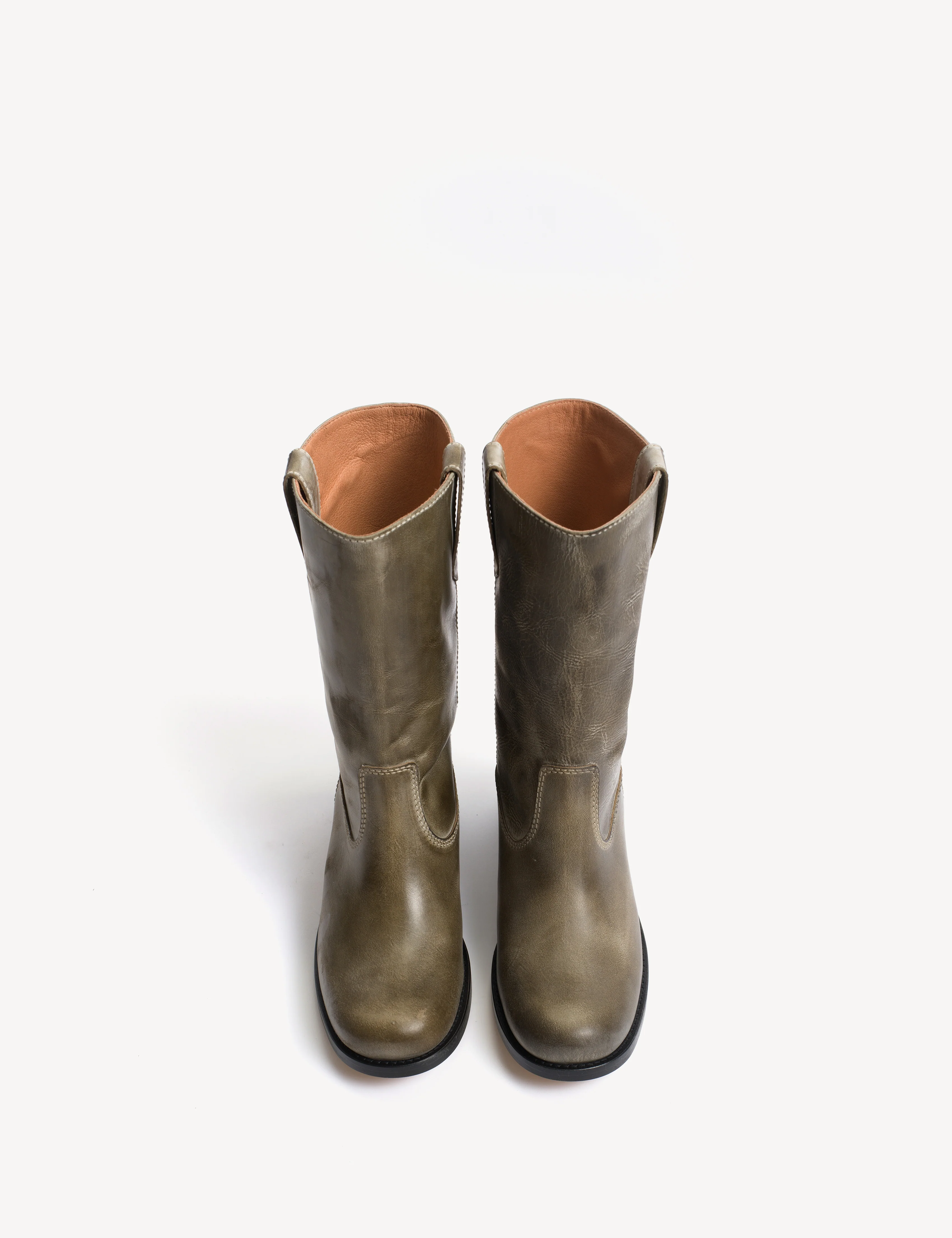 Julia Gaucho Boot In Army Green Escovado Leather - Image 5