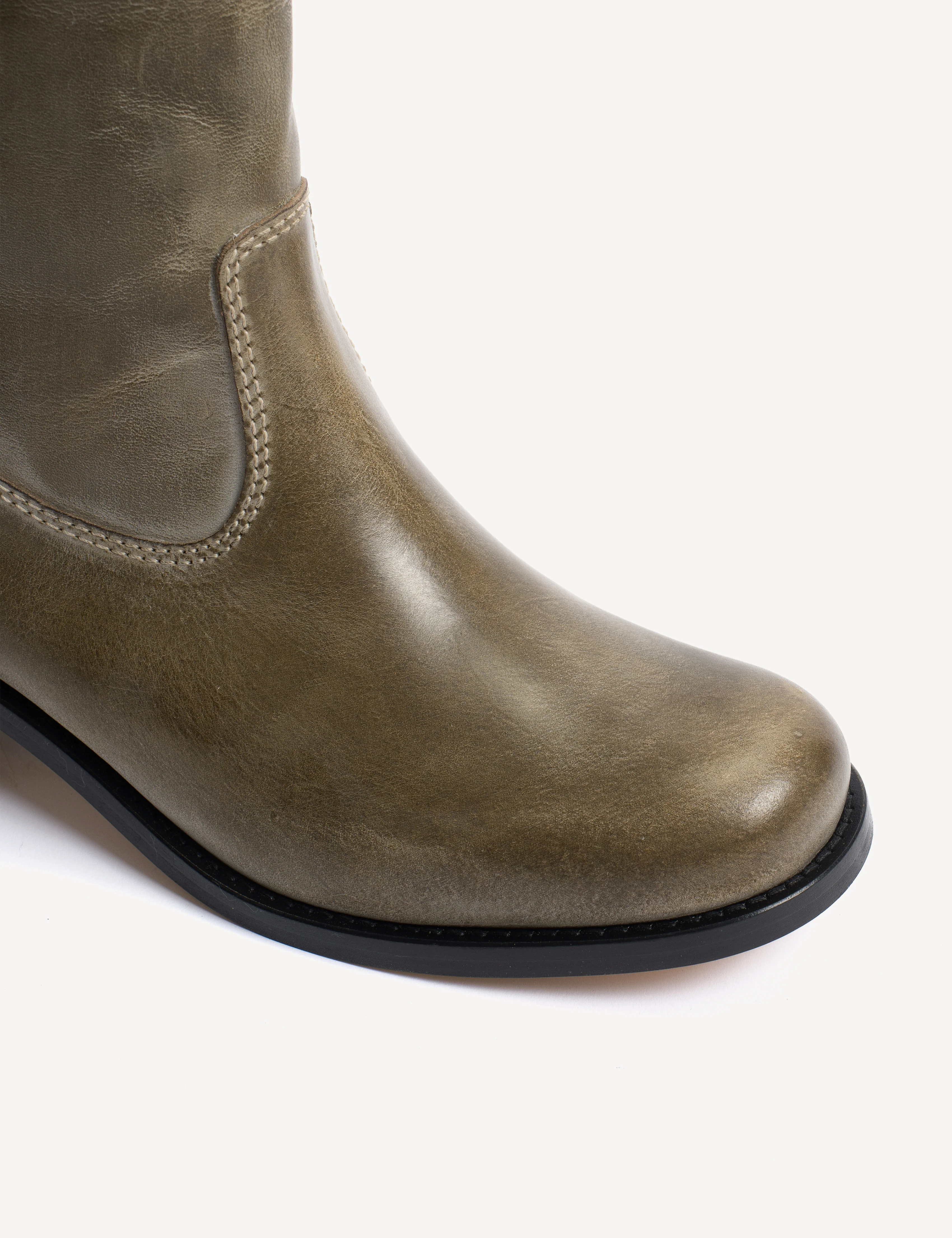 Julia Gaucho Boot In Army Green Escovado Leather - Image 6