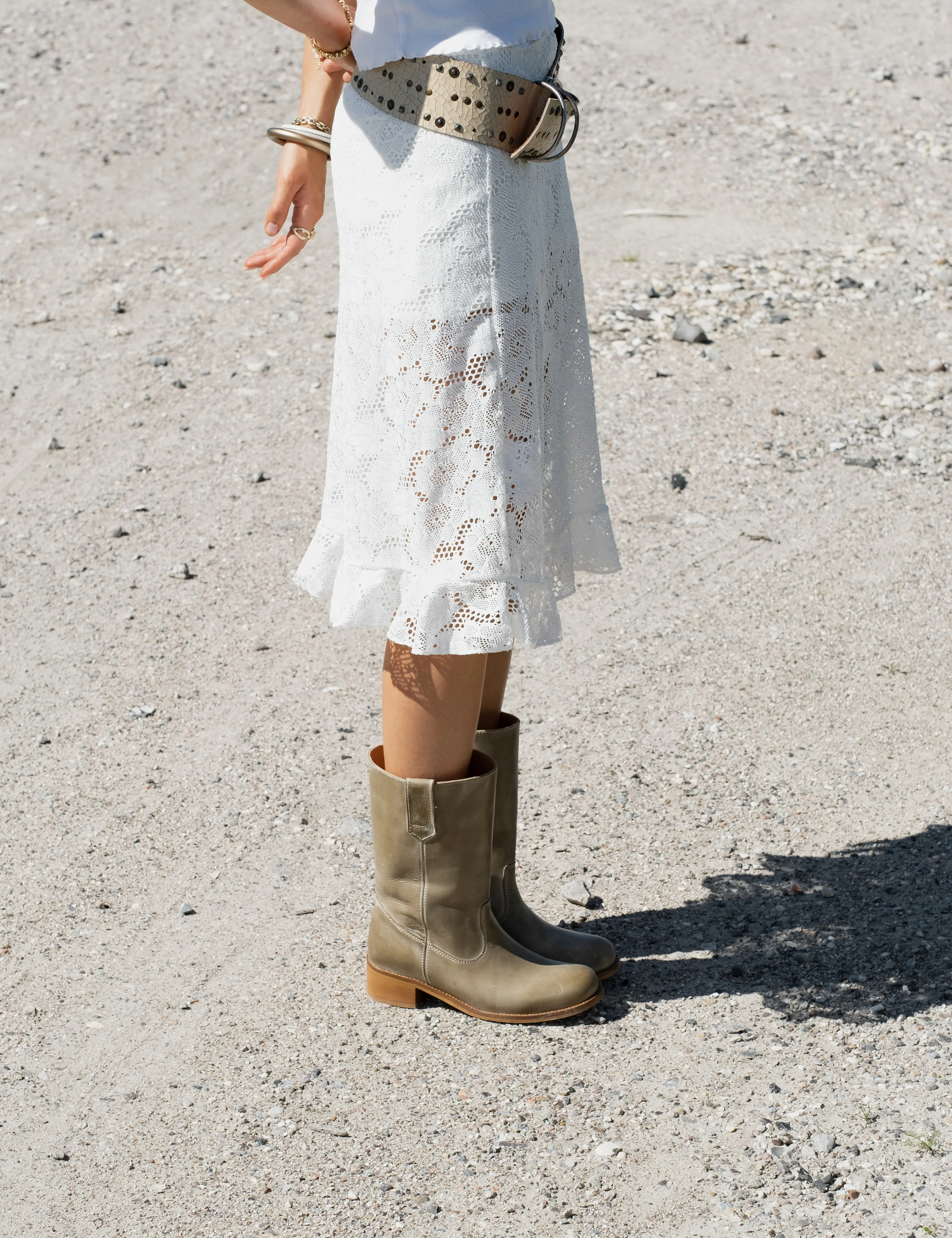 Julia Gaucho Boot In Green Escovado Leather - Image 3
