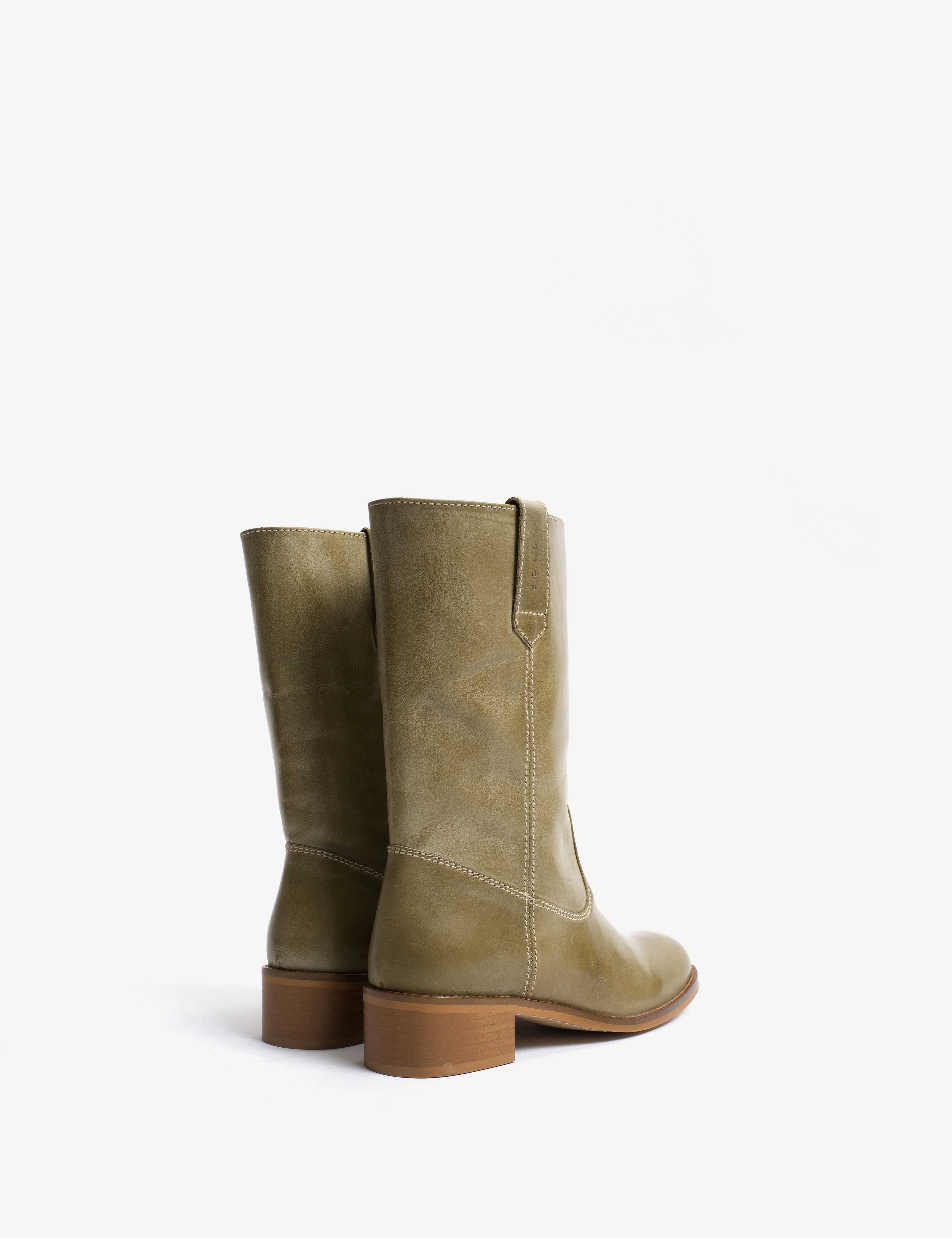 Julia Gaucho Boot In Green Escovado Leather - Image 4