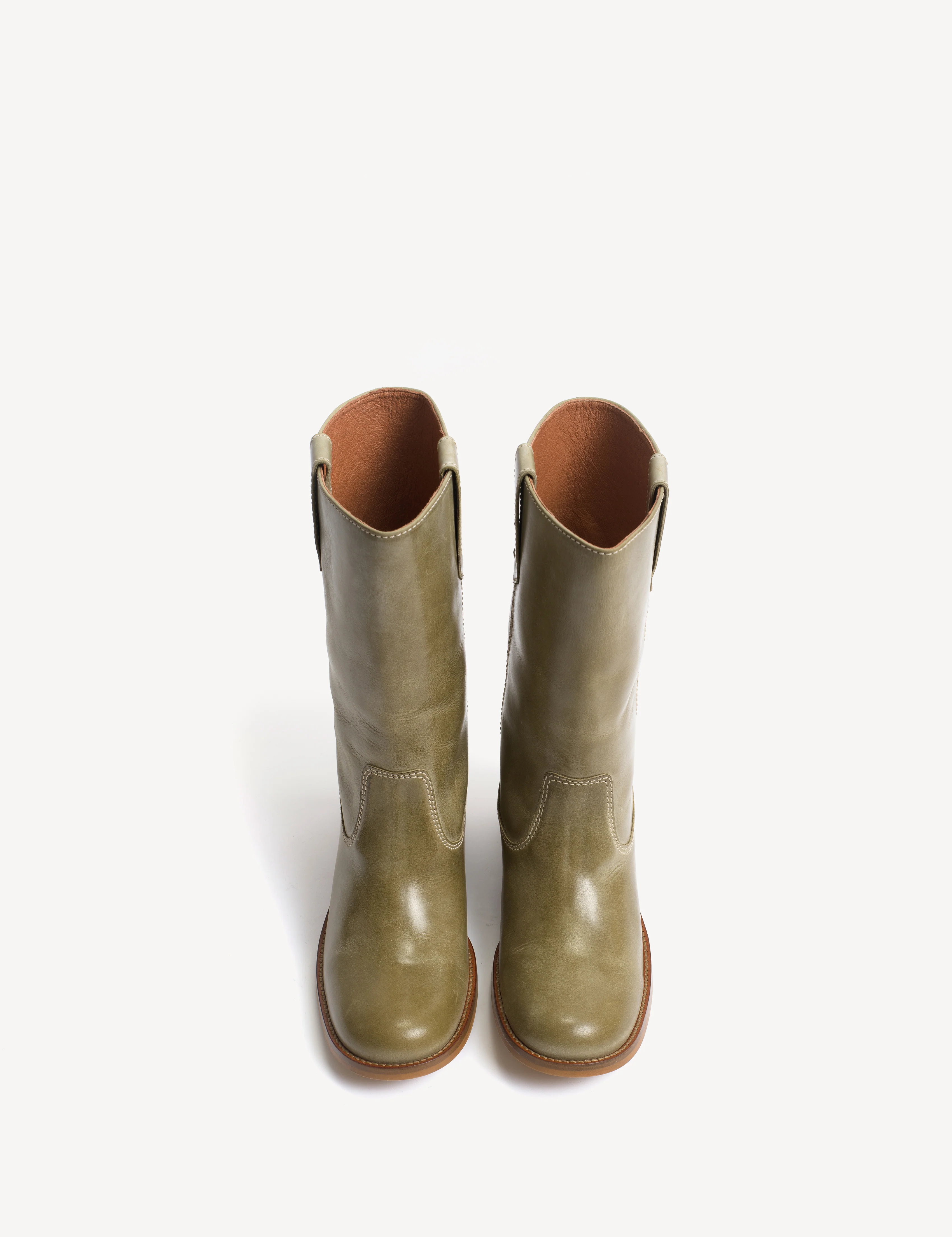 Julia Gaucho Boot In Green Escovado Leather - Image 5