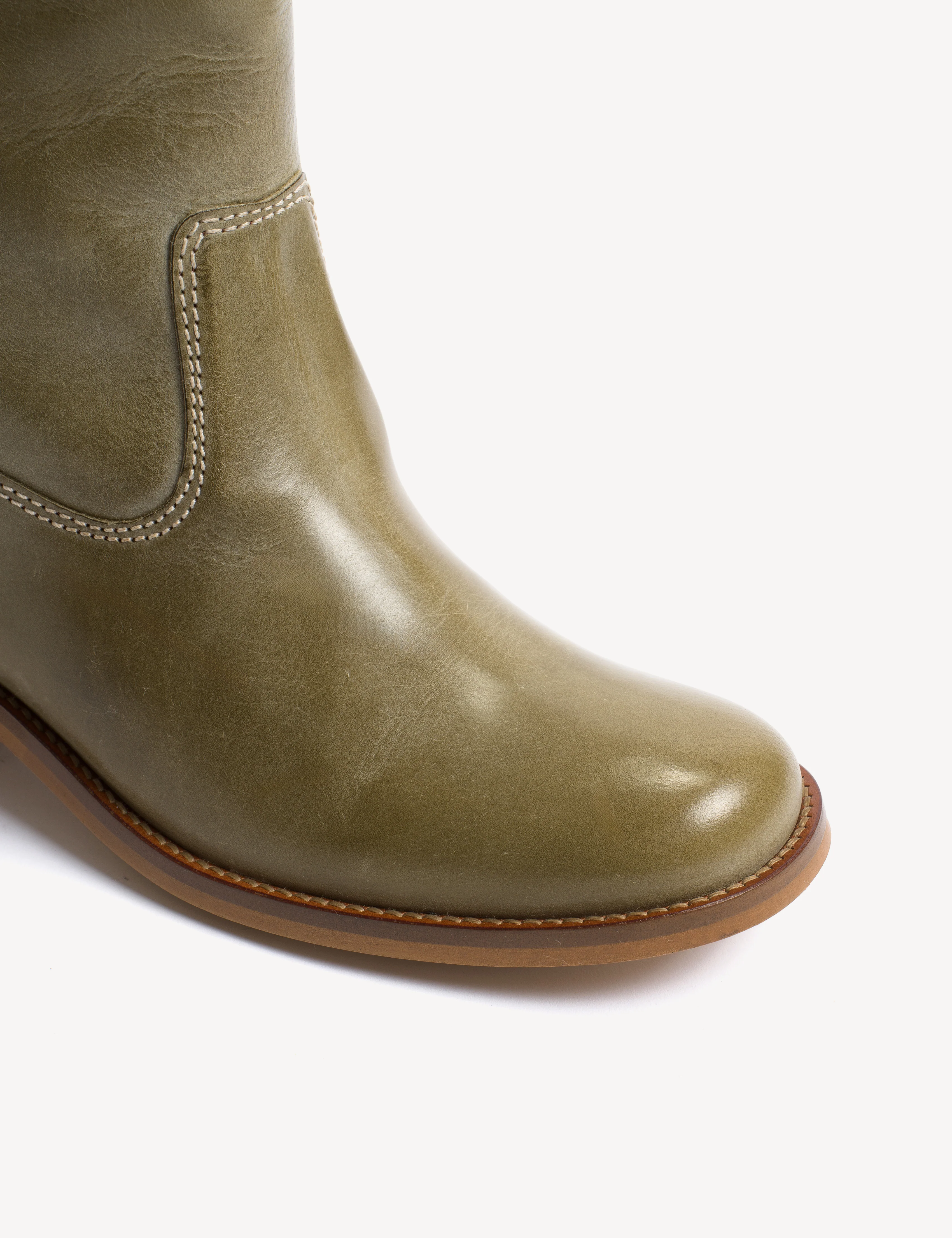 Julia Gaucho Boot In Green Escovado Leather - Image 6