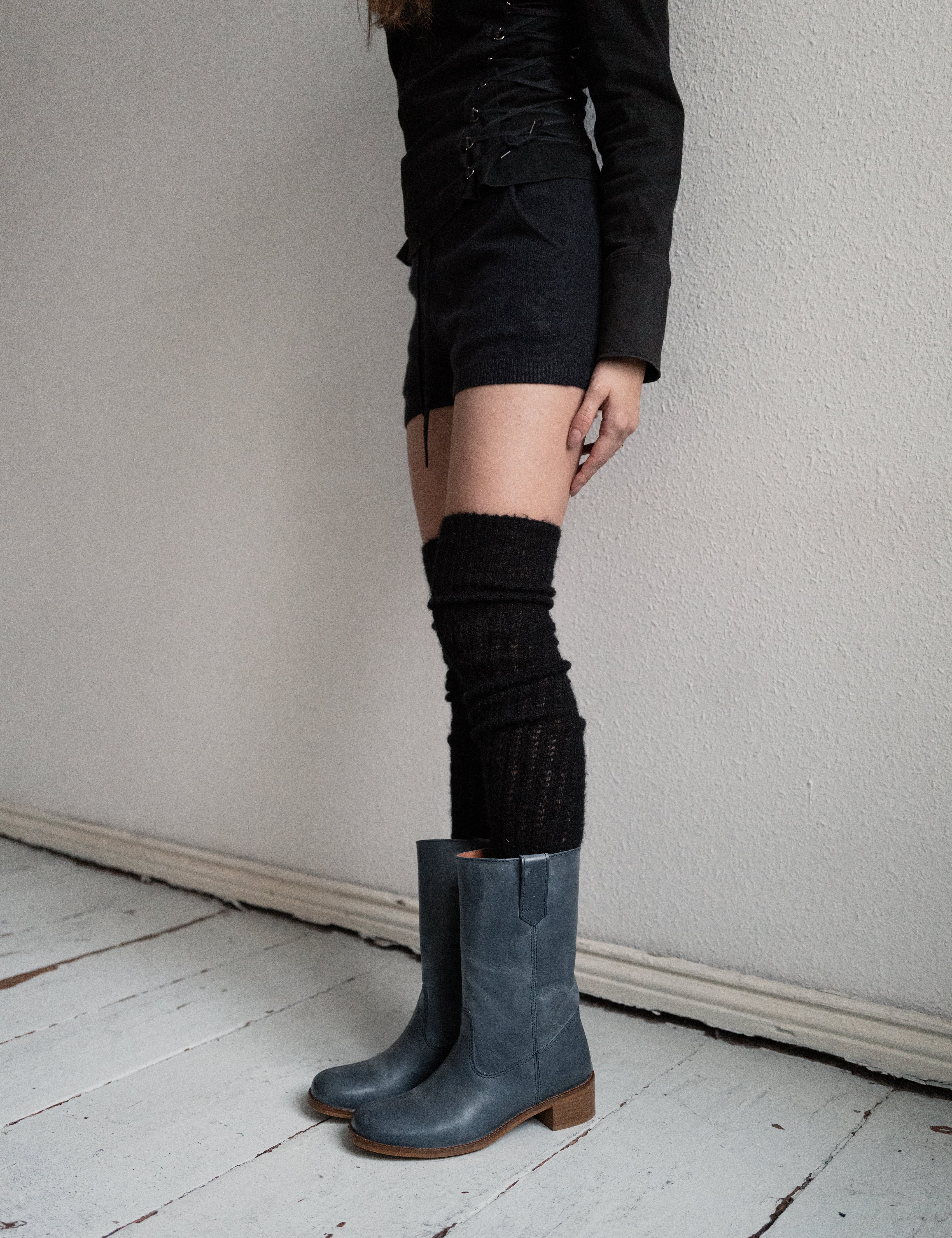 Julia Gaucho Boot In Indigo Blue Escovado Leather - Image 3