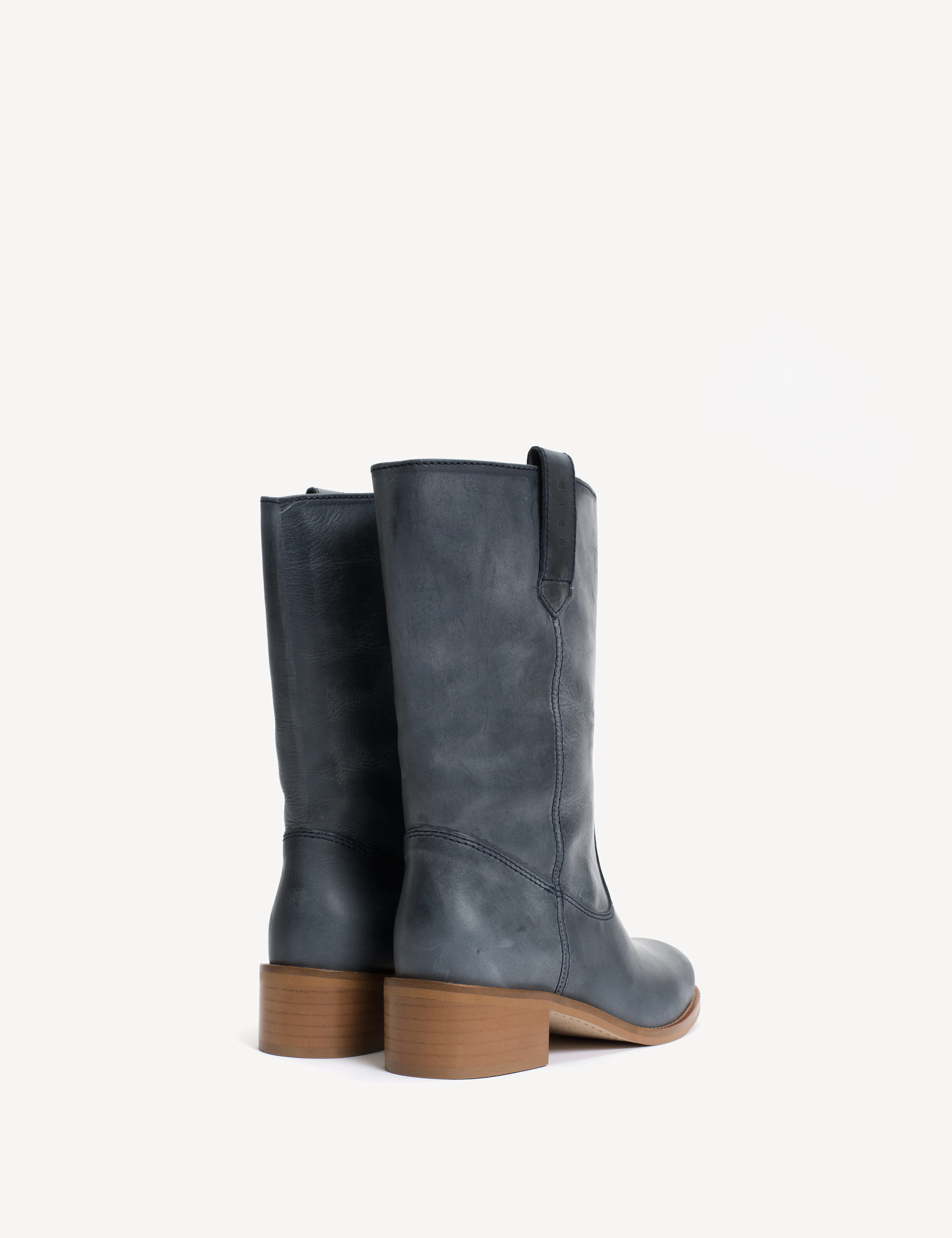 Julia Gaucho Boot In Indigo Blue Escovado Leather - Image 4