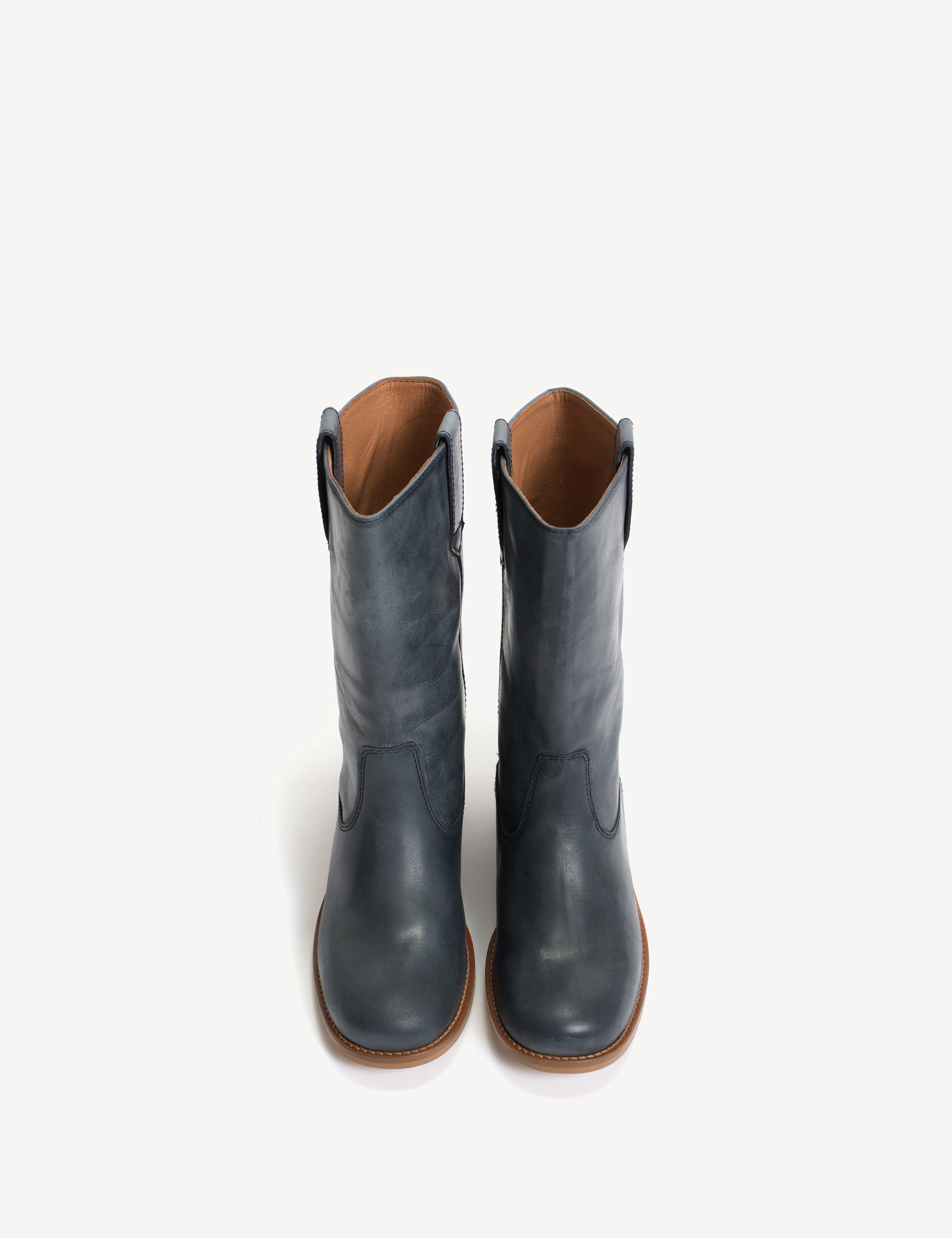 Julia Gaucho Boot In Indigo Blue Escovado Leather - Image 5