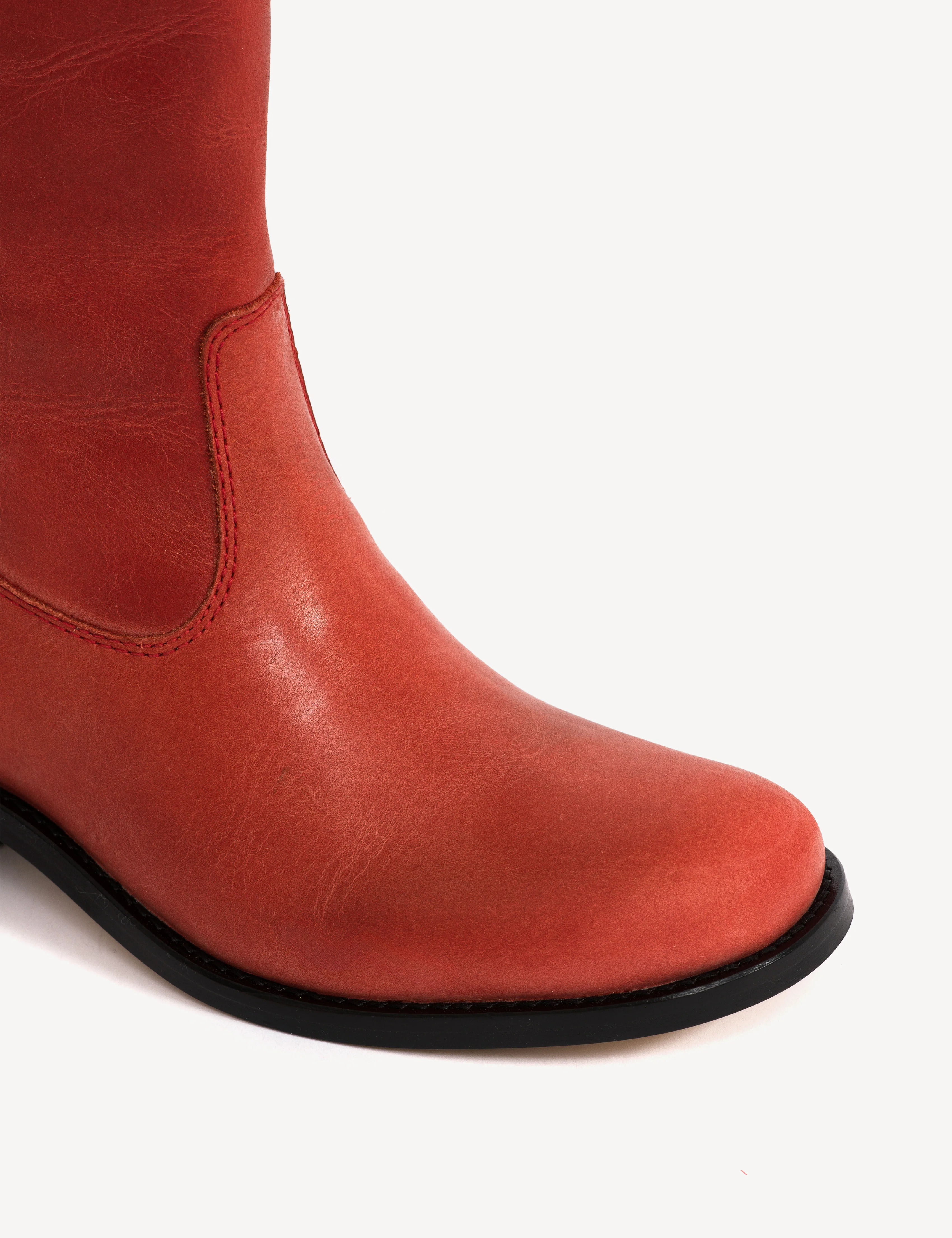 Julia Gaucho Boot In Red Escovado Leather - Image 6