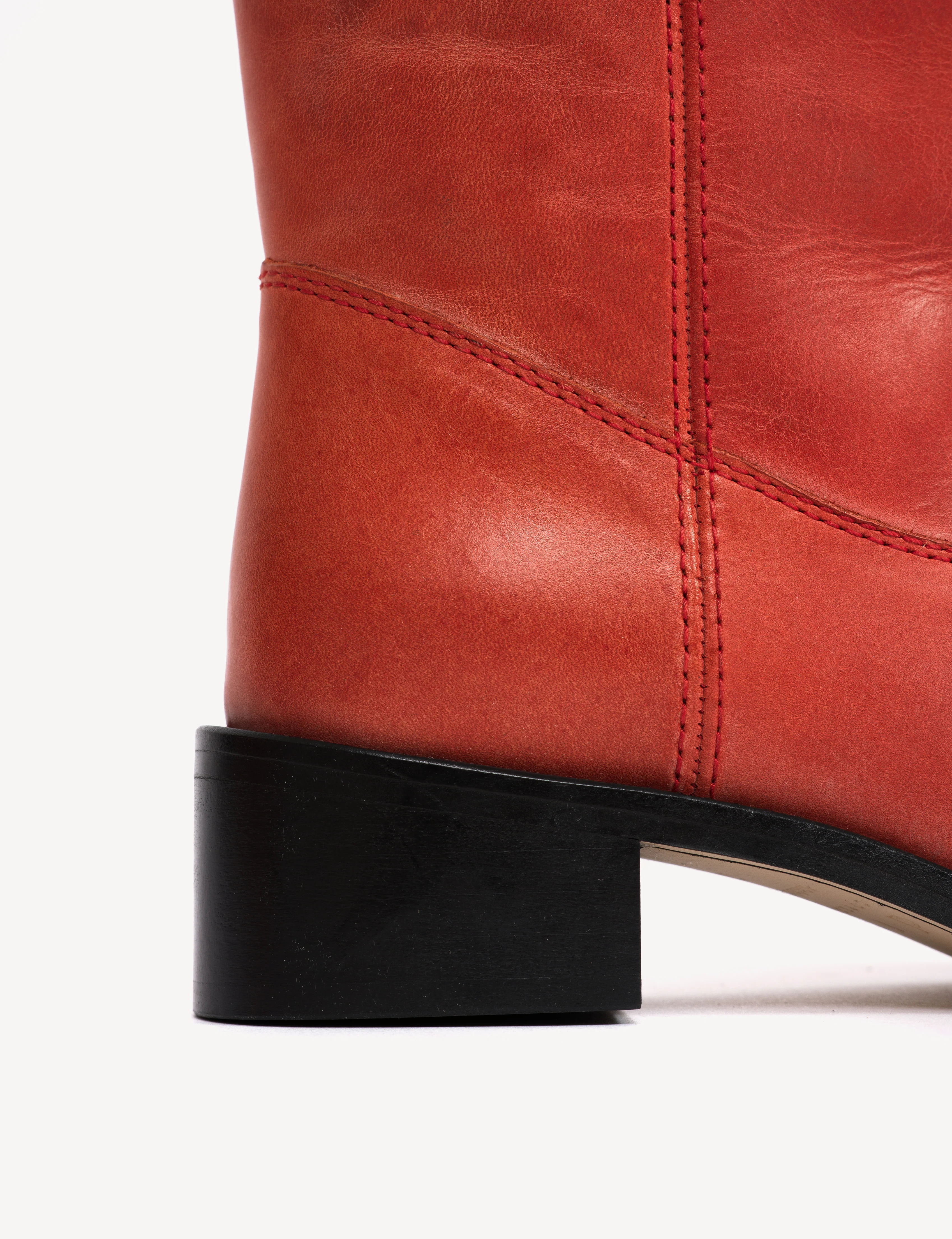 Julia Gaucho Boot In Red Escovado Leather - Image 7