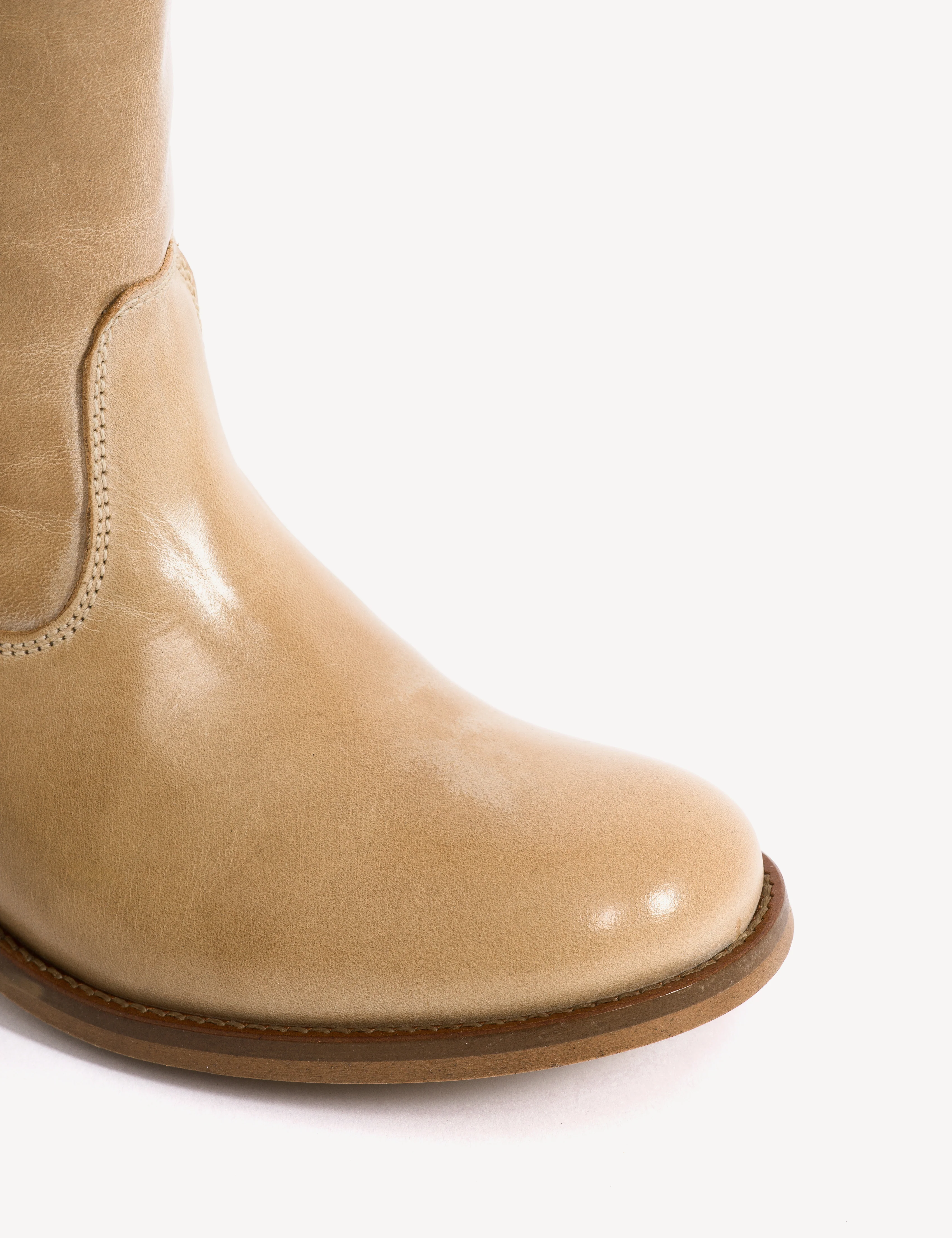 Julia Gaucho Boot With Laces In Light Tan Escovado Leather - Image 6