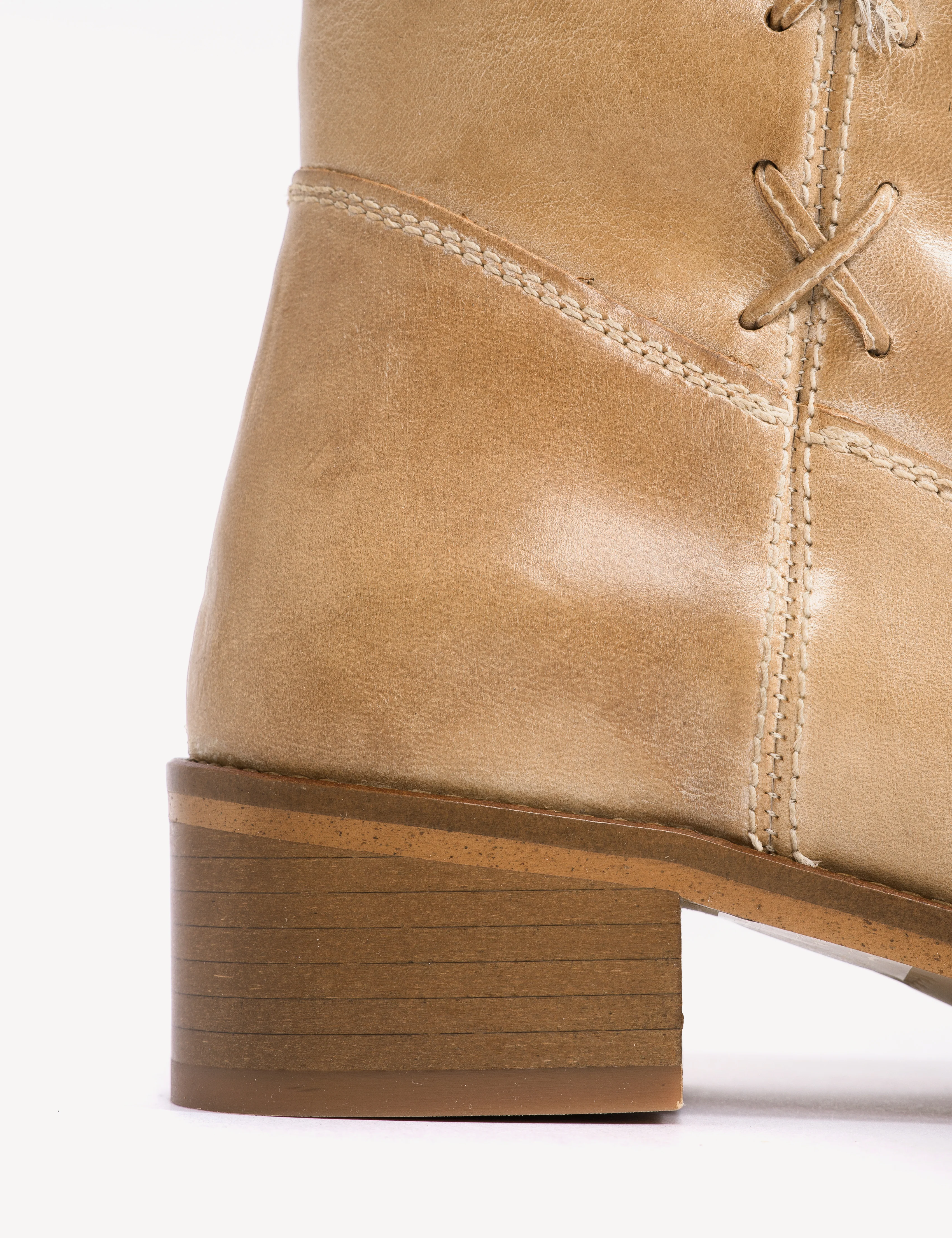 Julia Gaucho Boot With Laces In Light Tan Escovado Leather - Image 7