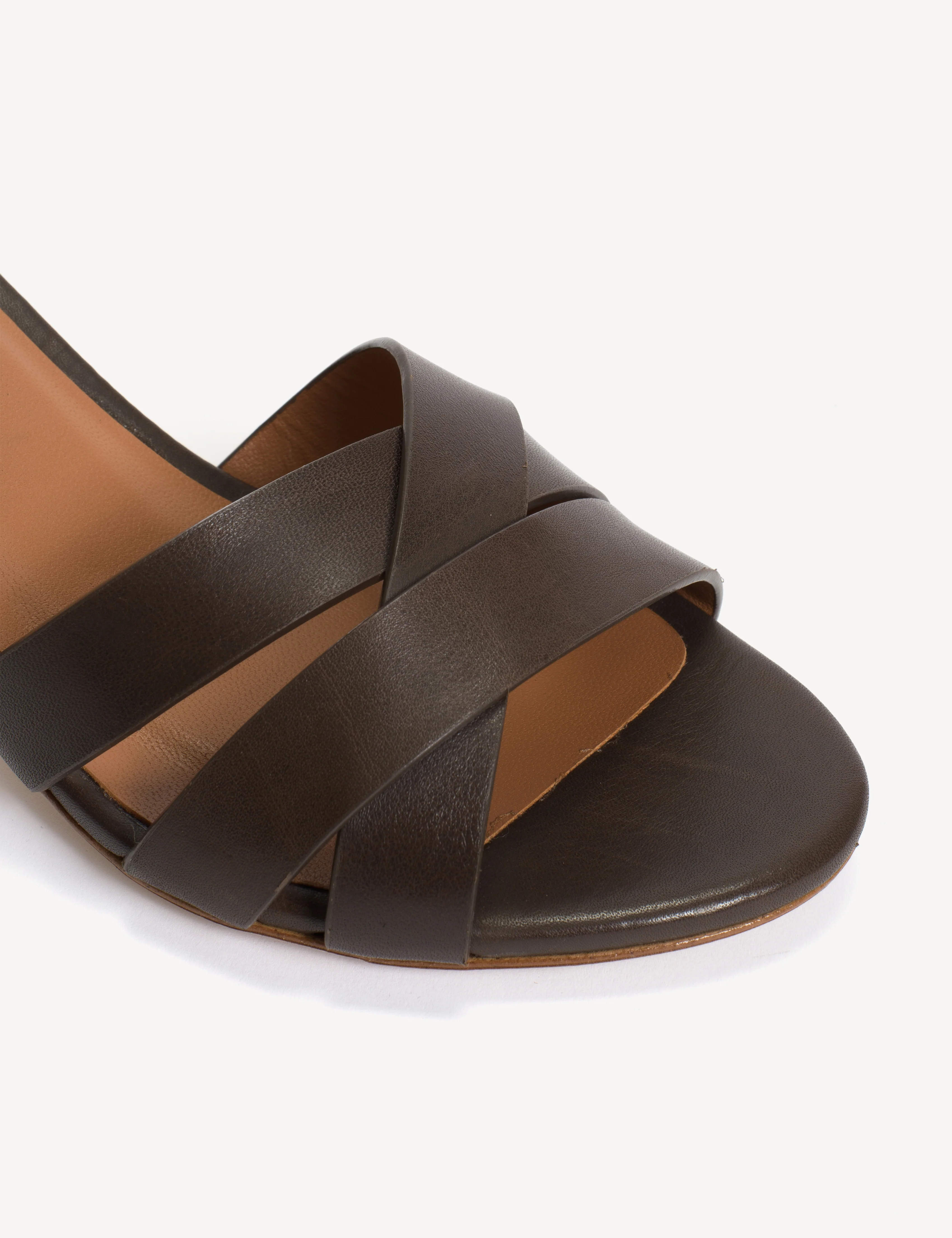 Kaia Regular Sandal In Dark Brown Calfskin - Image 6