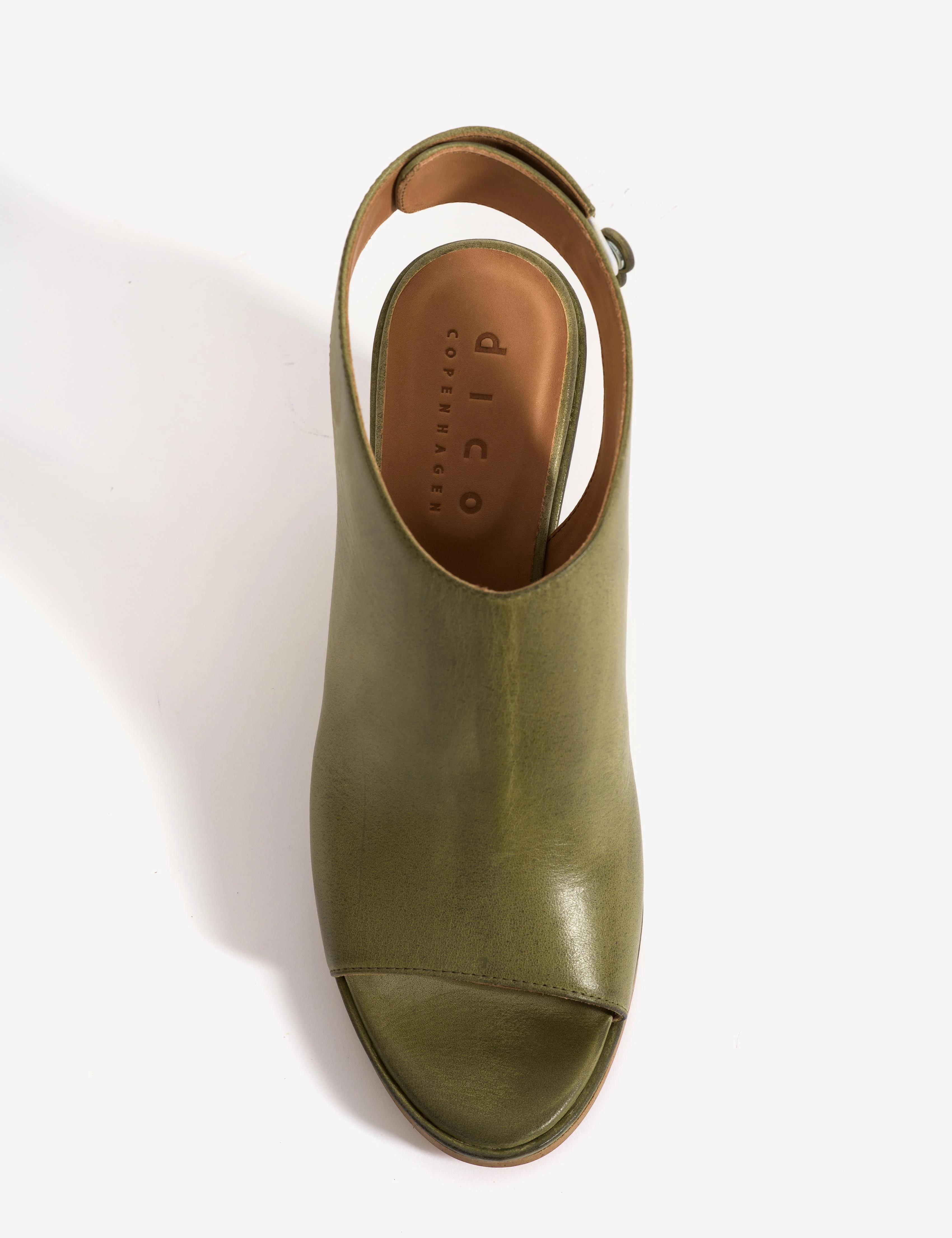 Liv Wedge Sandal In Avocado Green Escovado Leather - Image 6