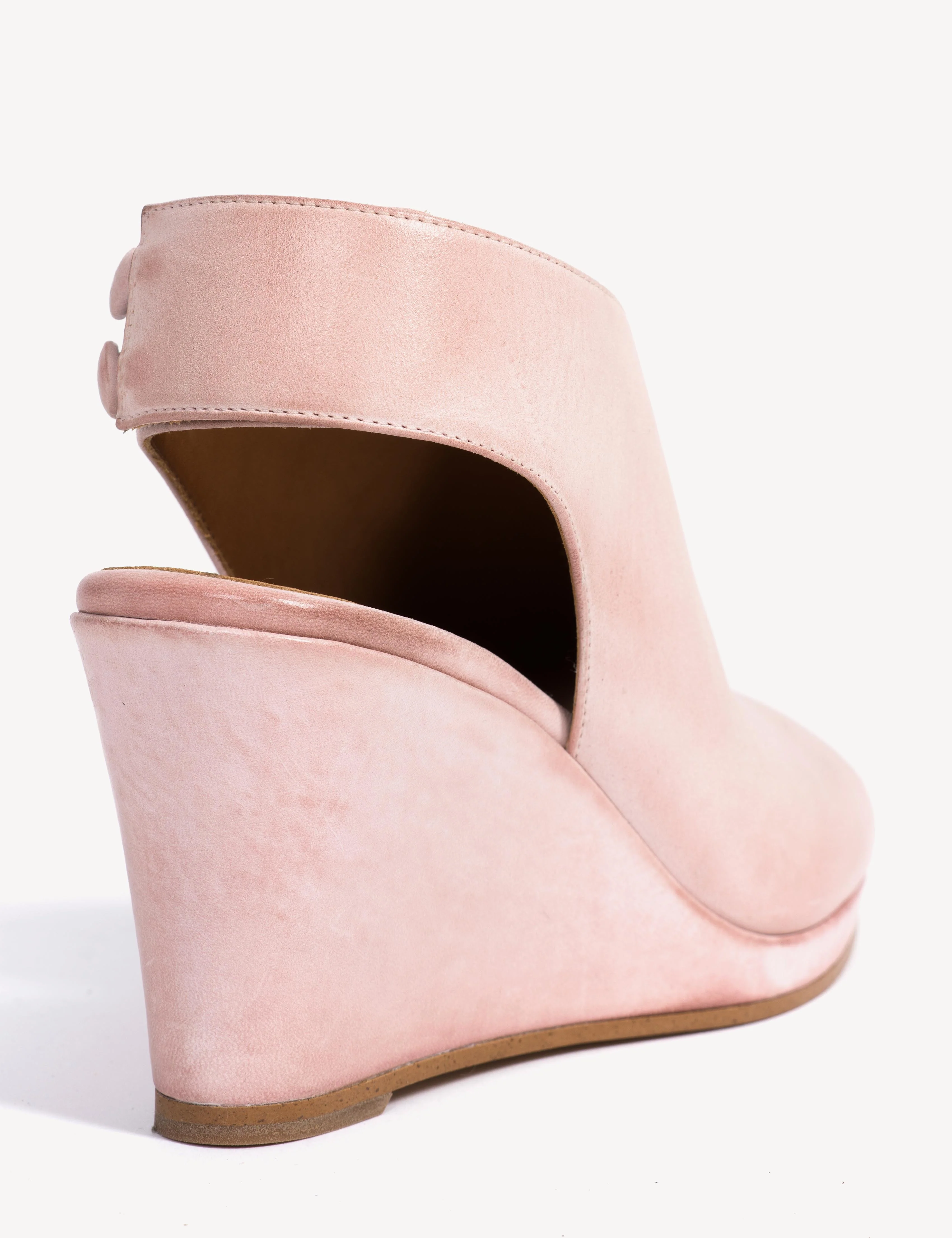 Liv Wedge Sandal In Pink Escovado Leather - Image 7