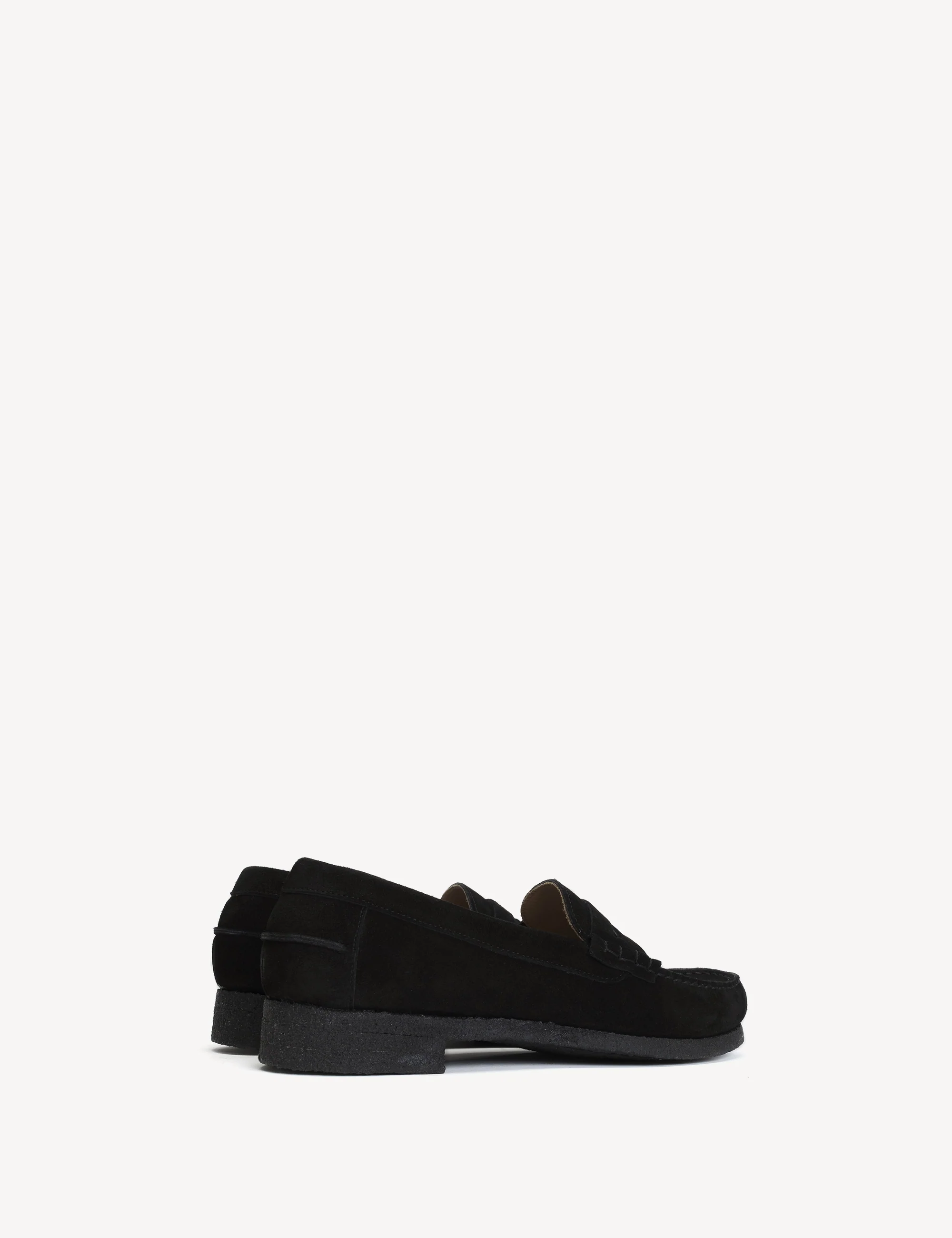 Moccasin Penny Loafer In Black Calf Suede With A Crepe Sole - Image 3