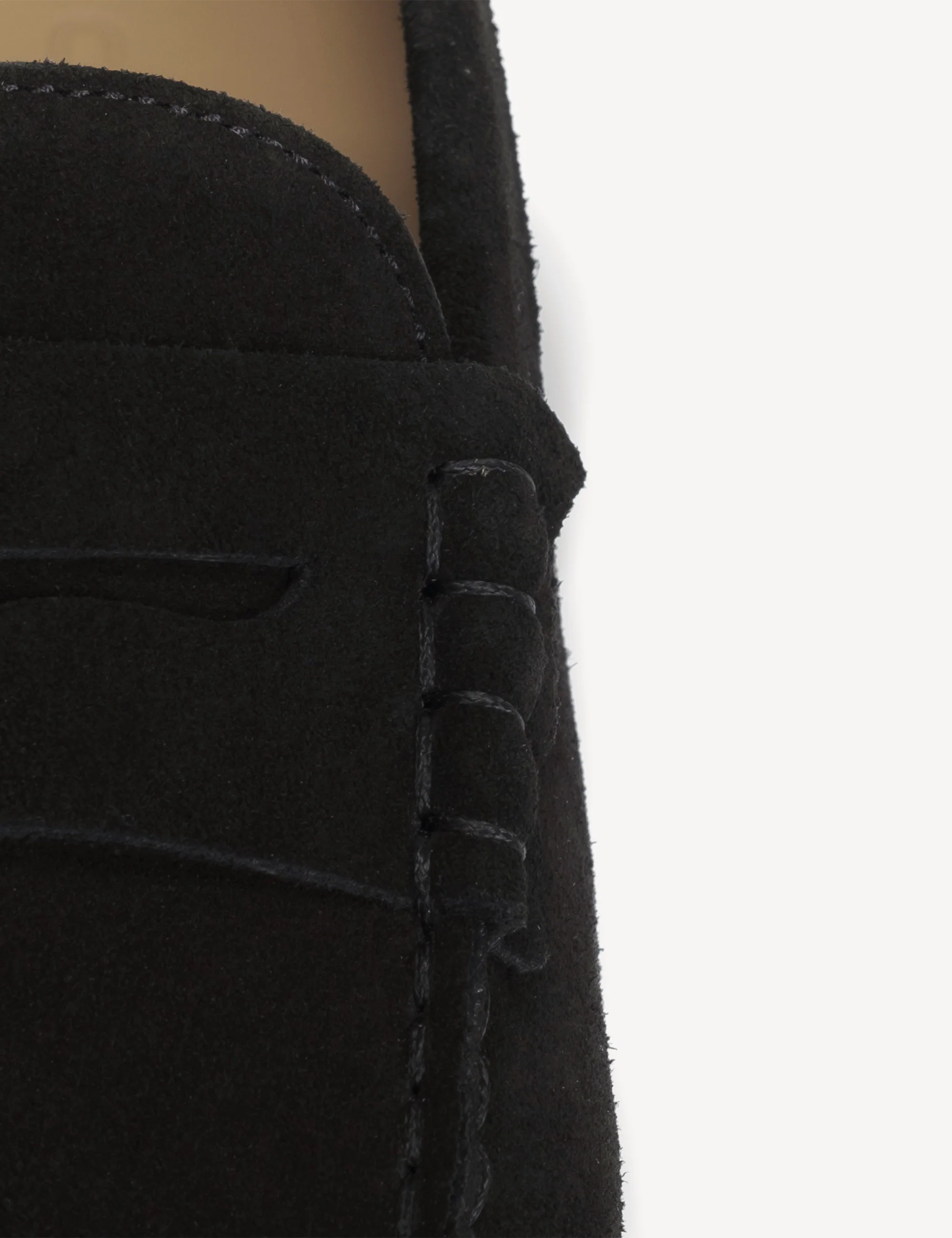 Moccasin Penny Loafer In Black Calf Suede With A Crepe Sole - Image 4