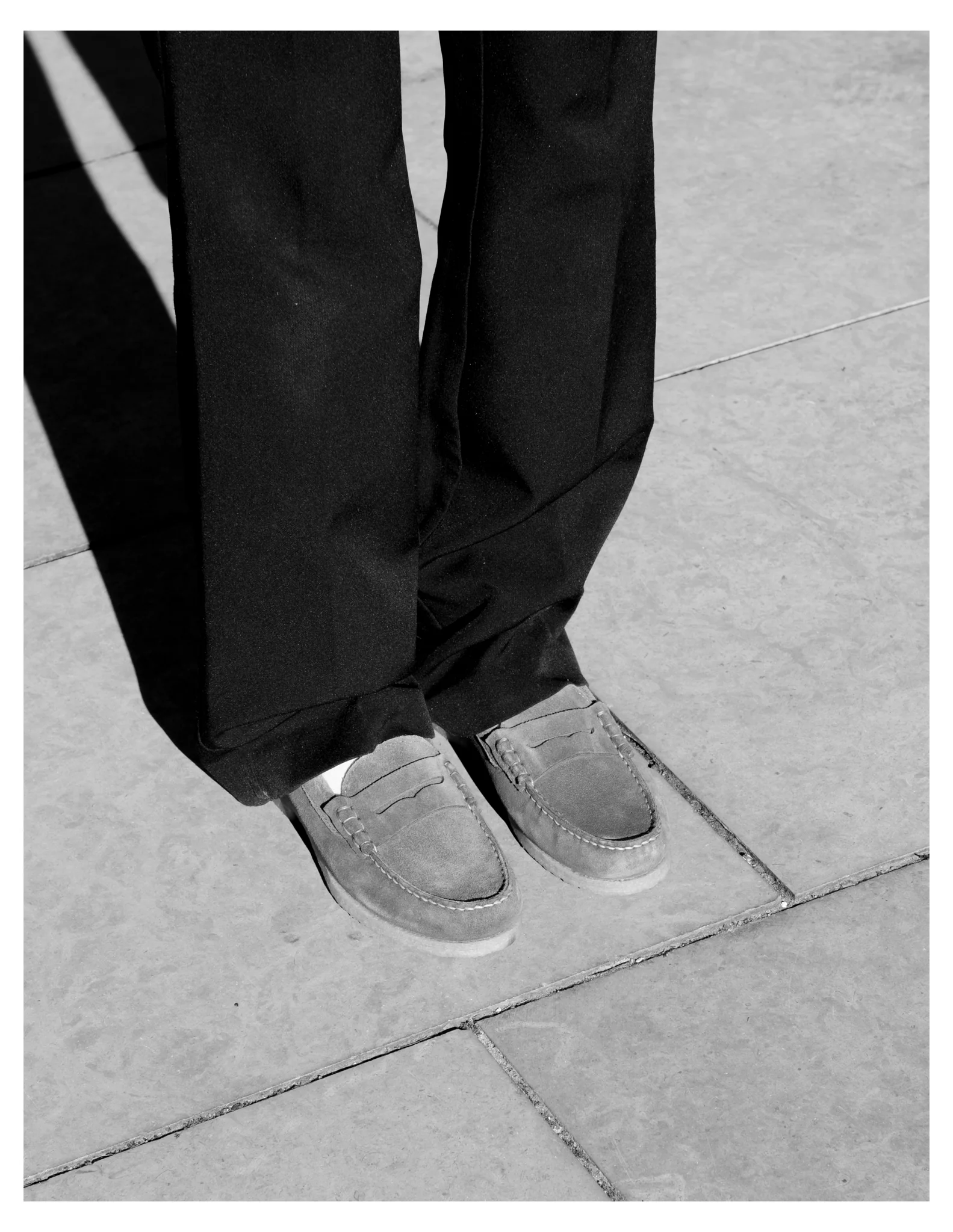 Moccasin Penny Loafer In Black Calf Suede With A Crepe Sole - Image 5