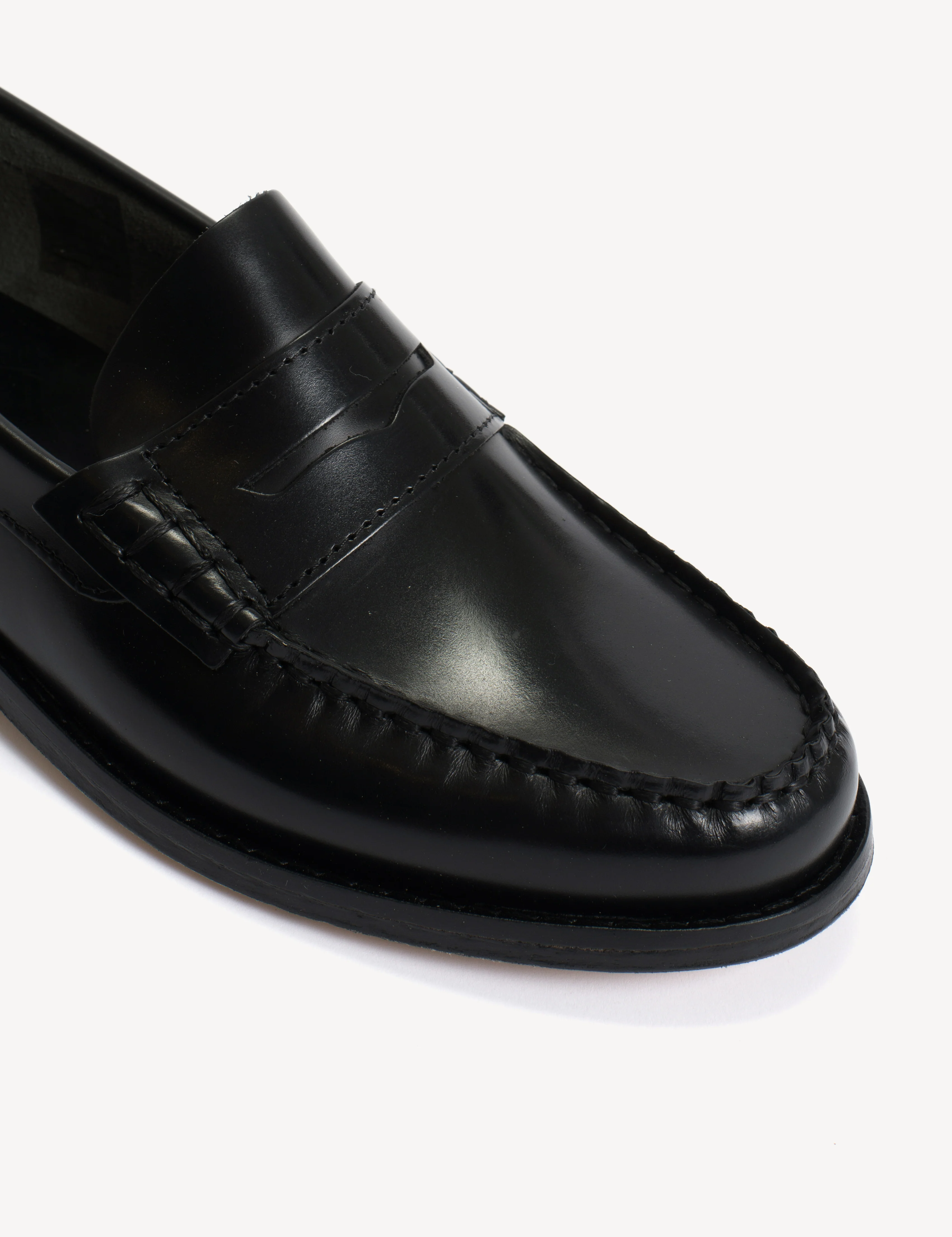 Moccasin Penny Loafer In Black Polido Leather - Image 6