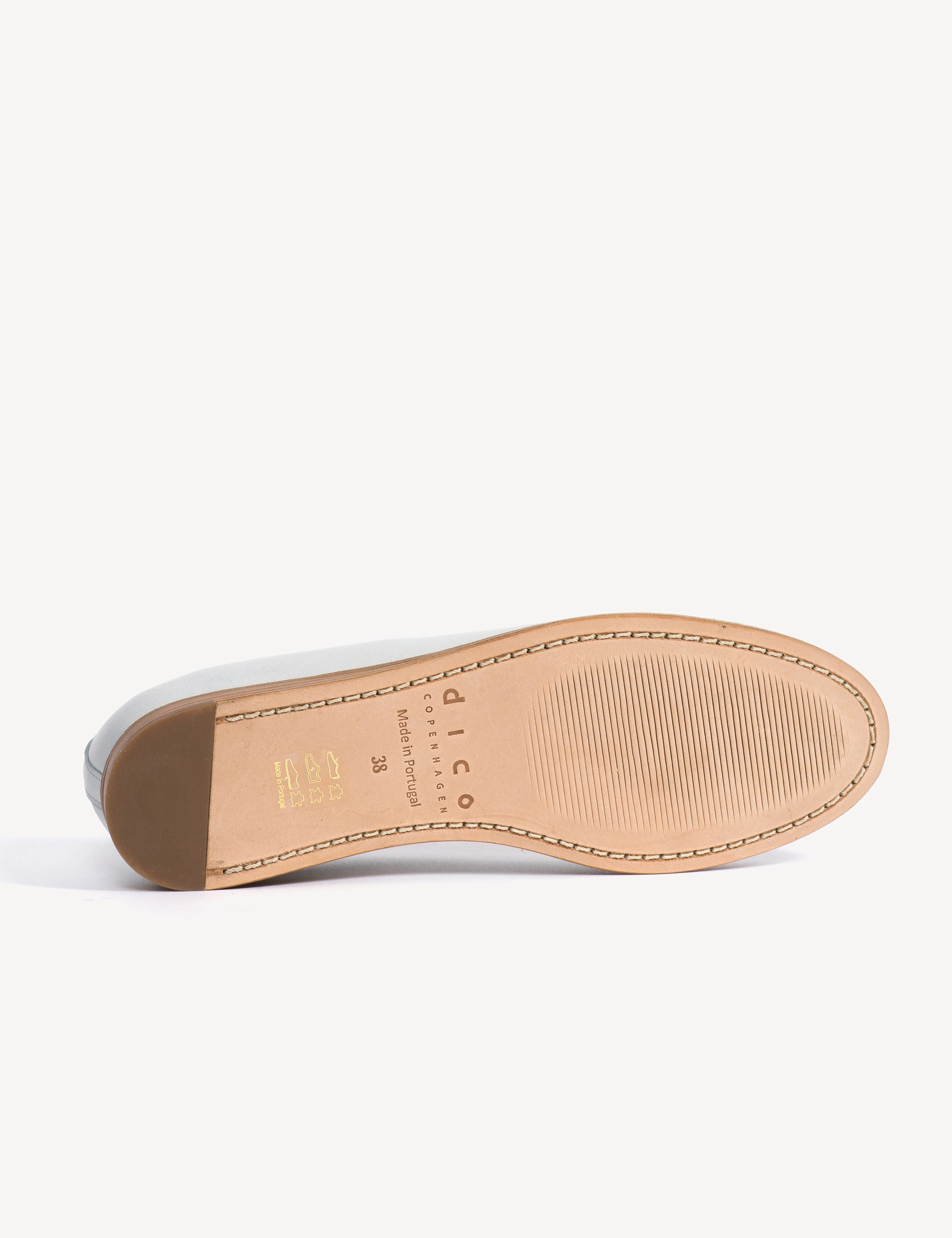 Mari Brogue Flats In Sky Blue Escovado Leather - Image 8