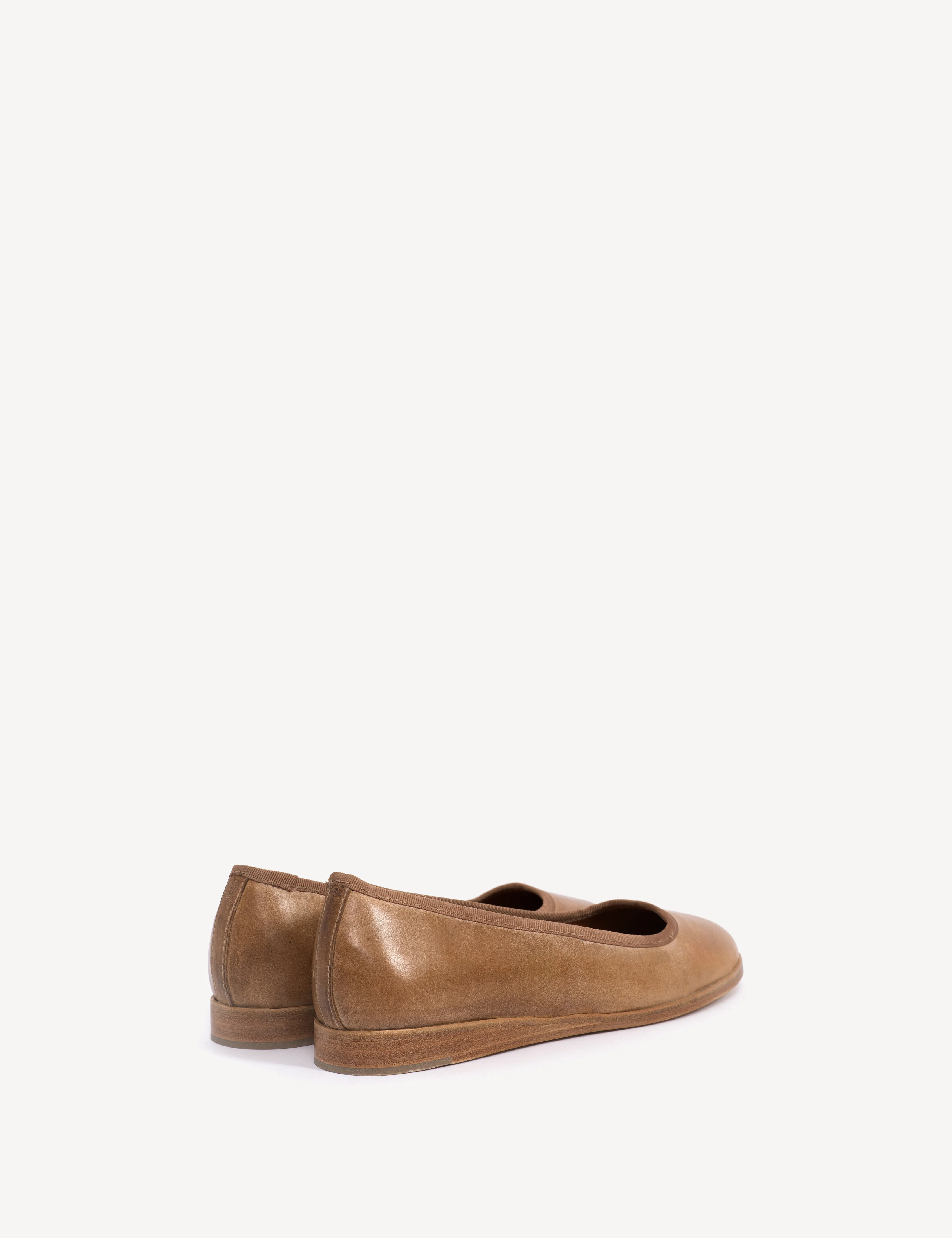 Mari Flats In Dark Tan Escovado Leather - Image 4