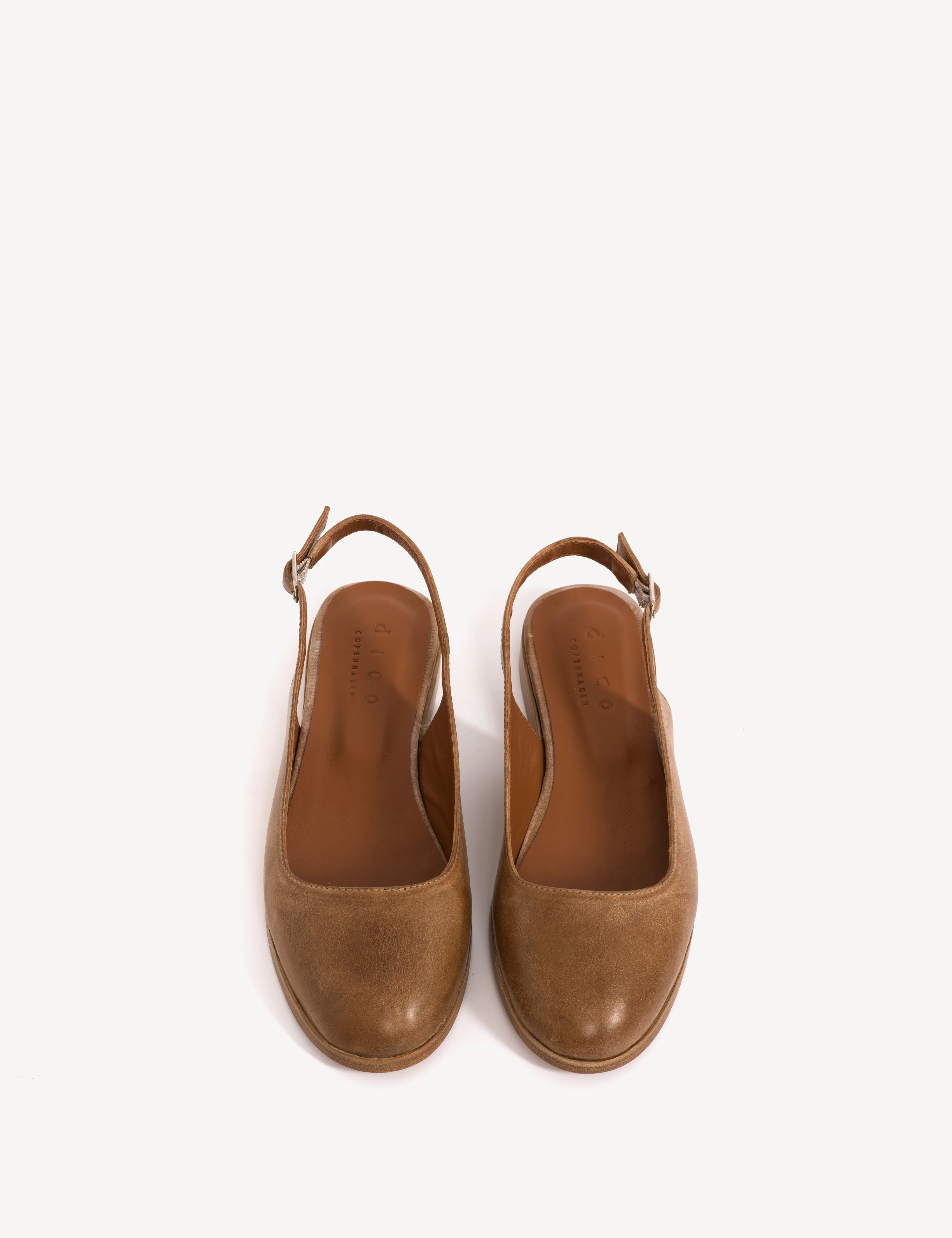 Moa Slingback Flats In Dark Tan Escovado Leather - Image 4