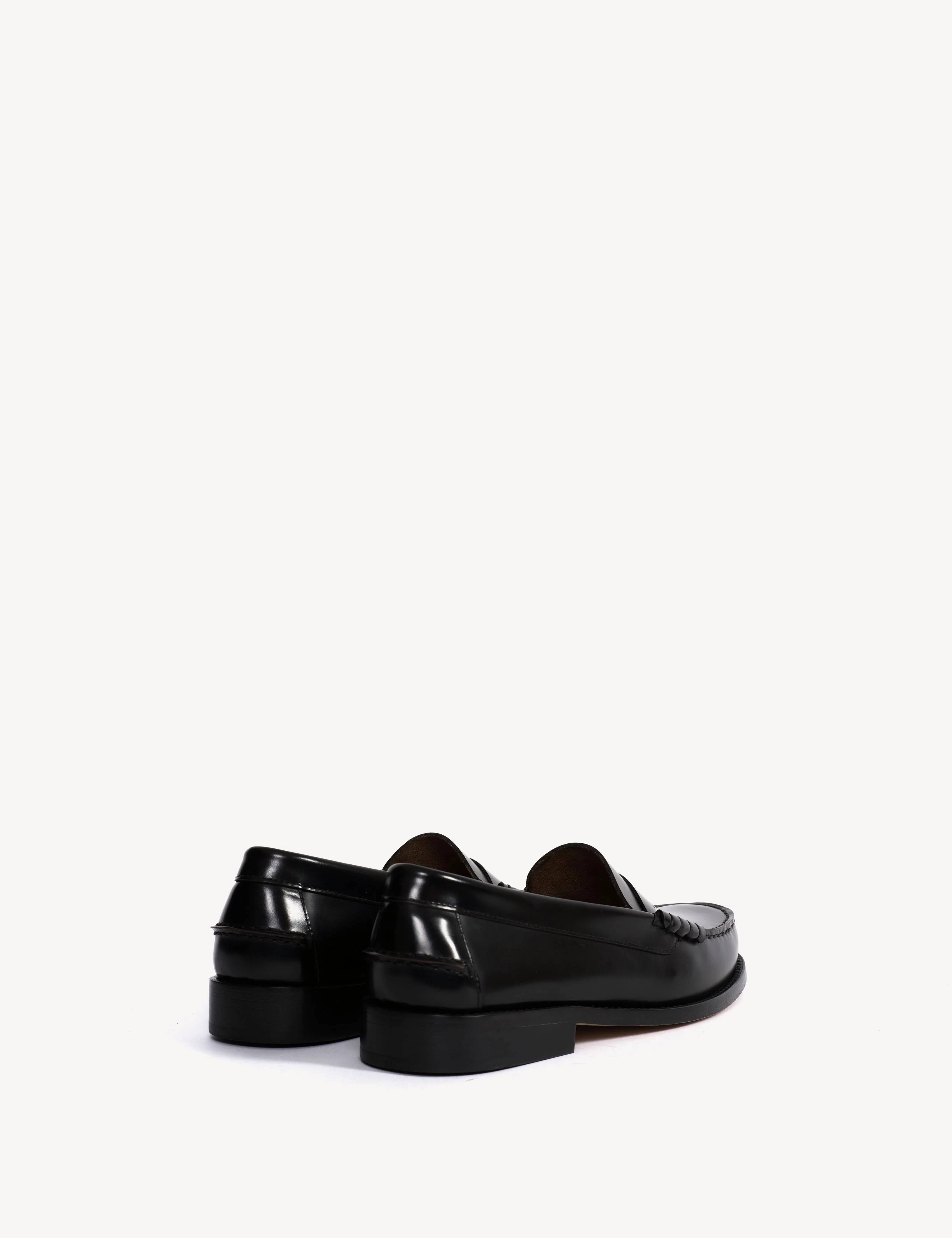Moccasin Men's Penny Loafer In Black Polido Leather - Image 3