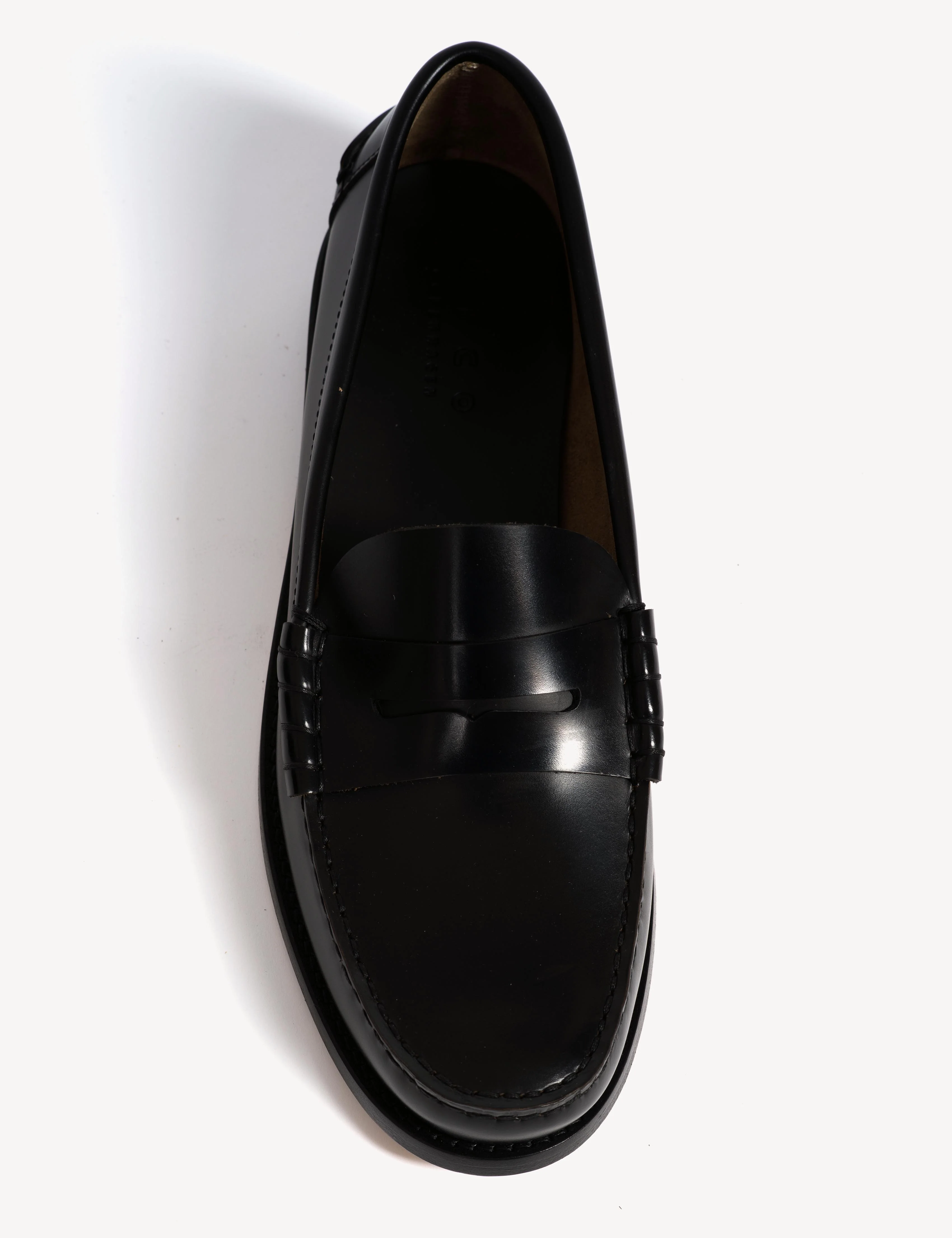 Moccasin Men's Penny Loafer In Black Polido Leather - Image 5