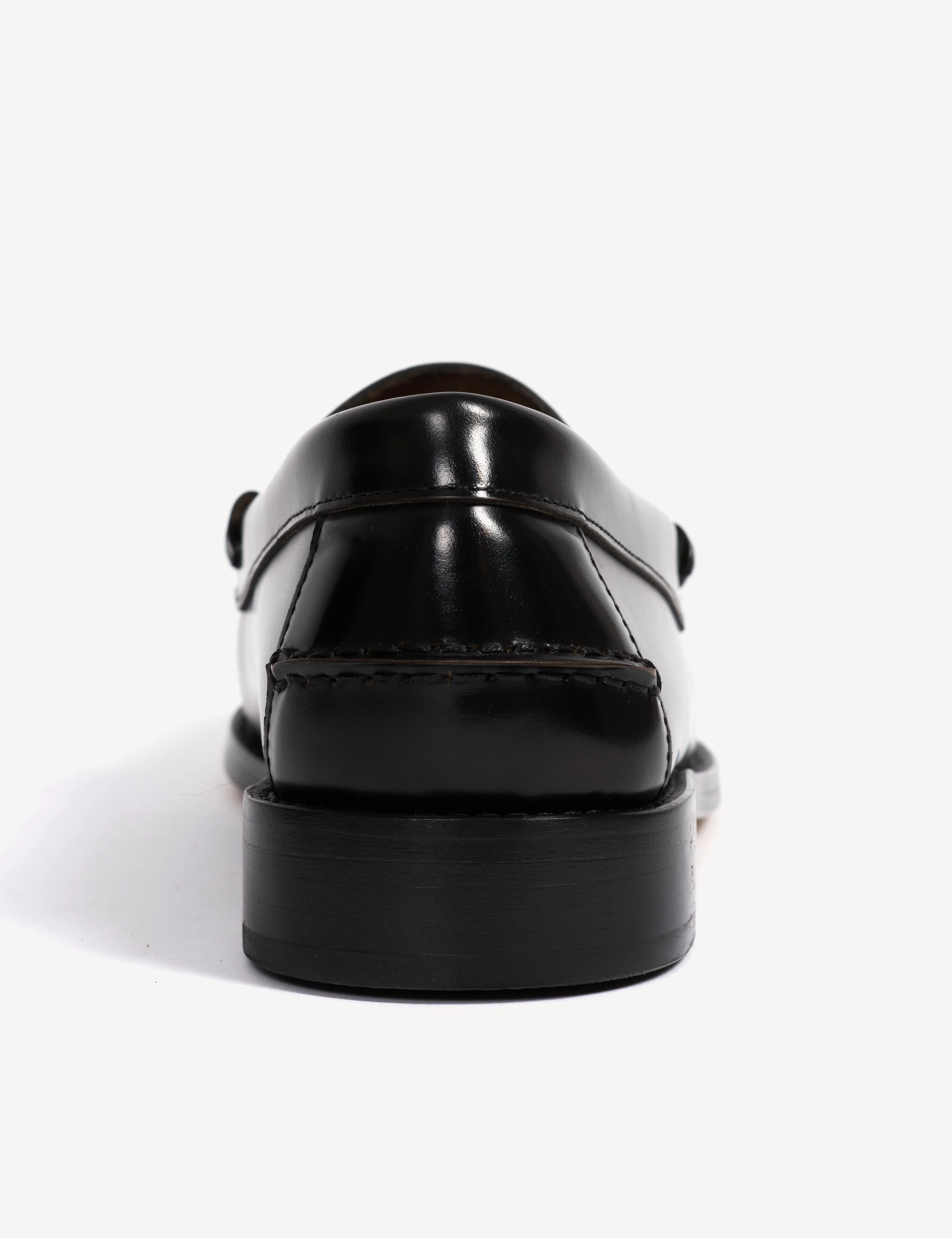 Moccasin Men's Penny Loafer In Black Polido Leather - Image 9